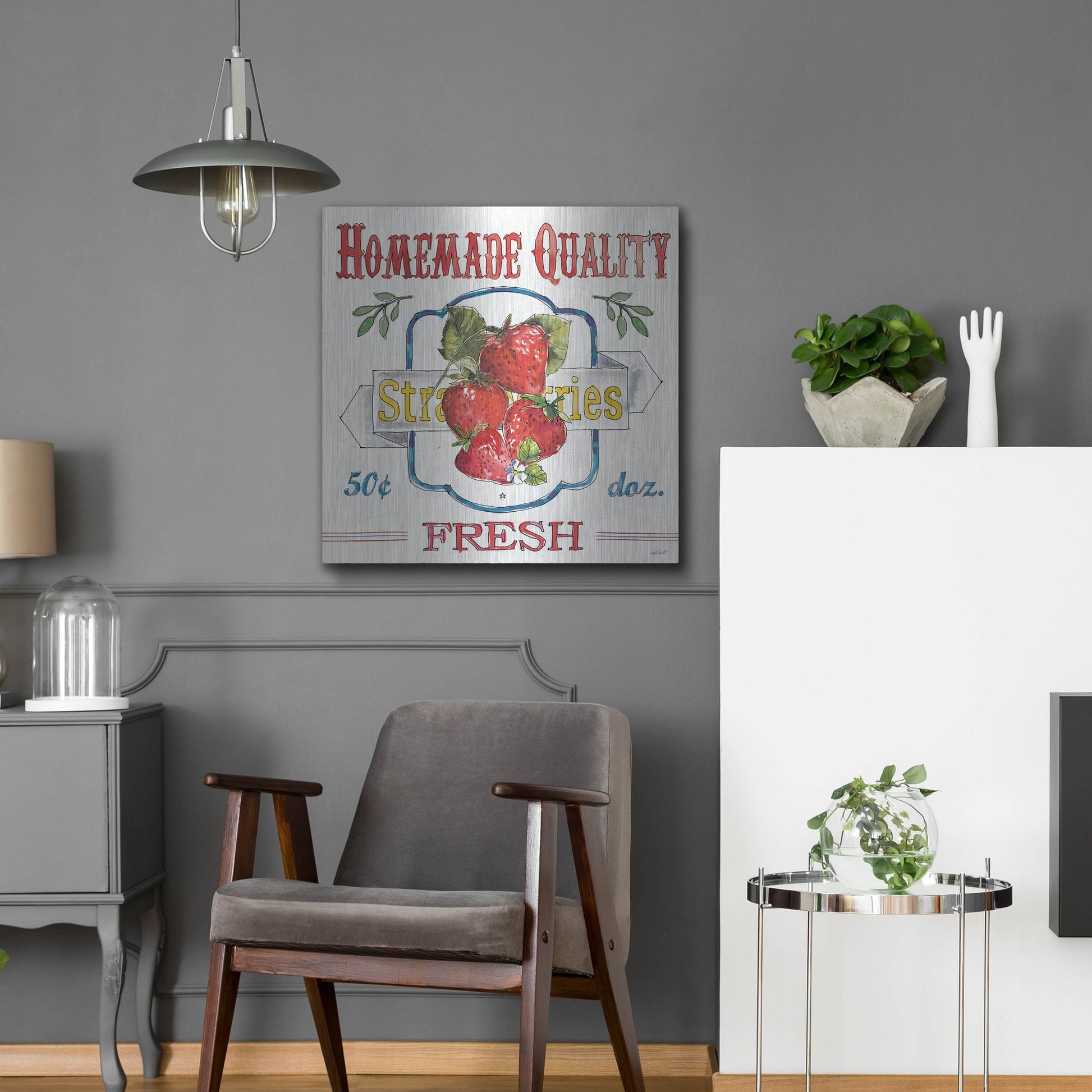 Luxe Metal Art 'Fruit Stand V' by Anne Tavoletti, Metal Wall Art,24x24