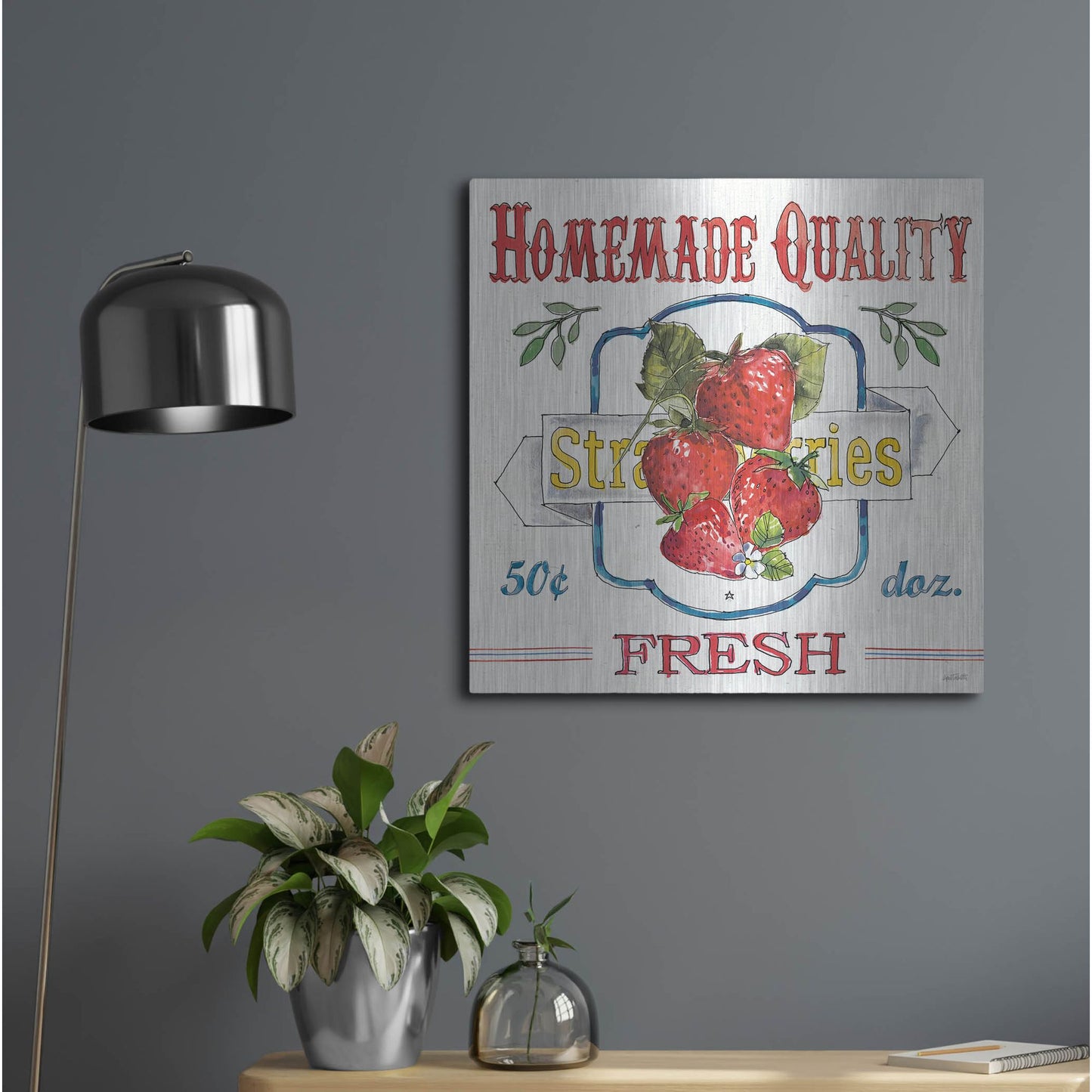 Luxe Metal Art 'Fruit Stand V' by Anne Tavoletti, Metal Wall Art,24x24