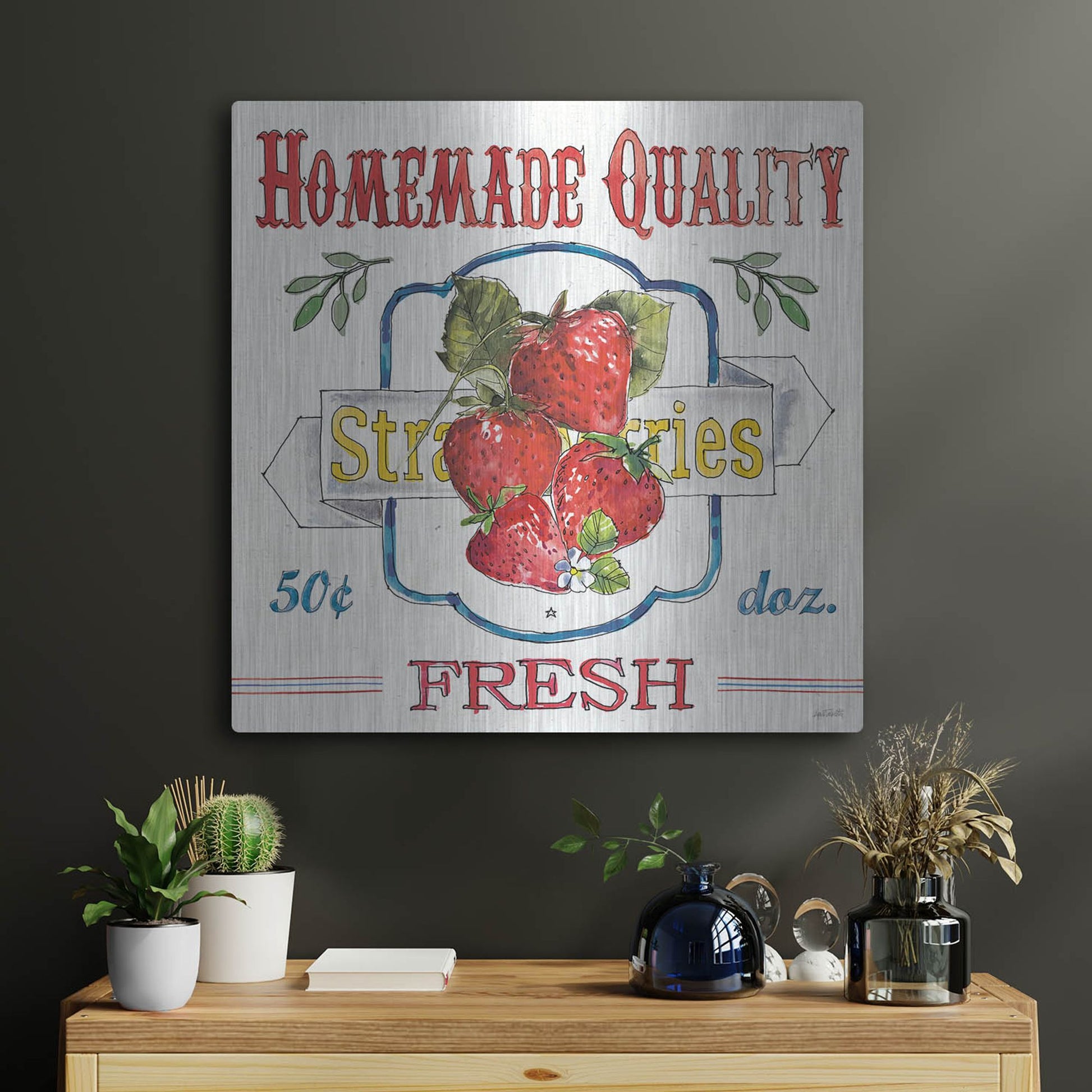 Luxe Metal Art 'Fruit Stand V' by Anne Tavoletti, Metal Wall Art,24x24