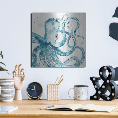 Luxe Metal Art 'Deep Sea VIII' by Anne Tavoletti, Metal Wall Art,12x12