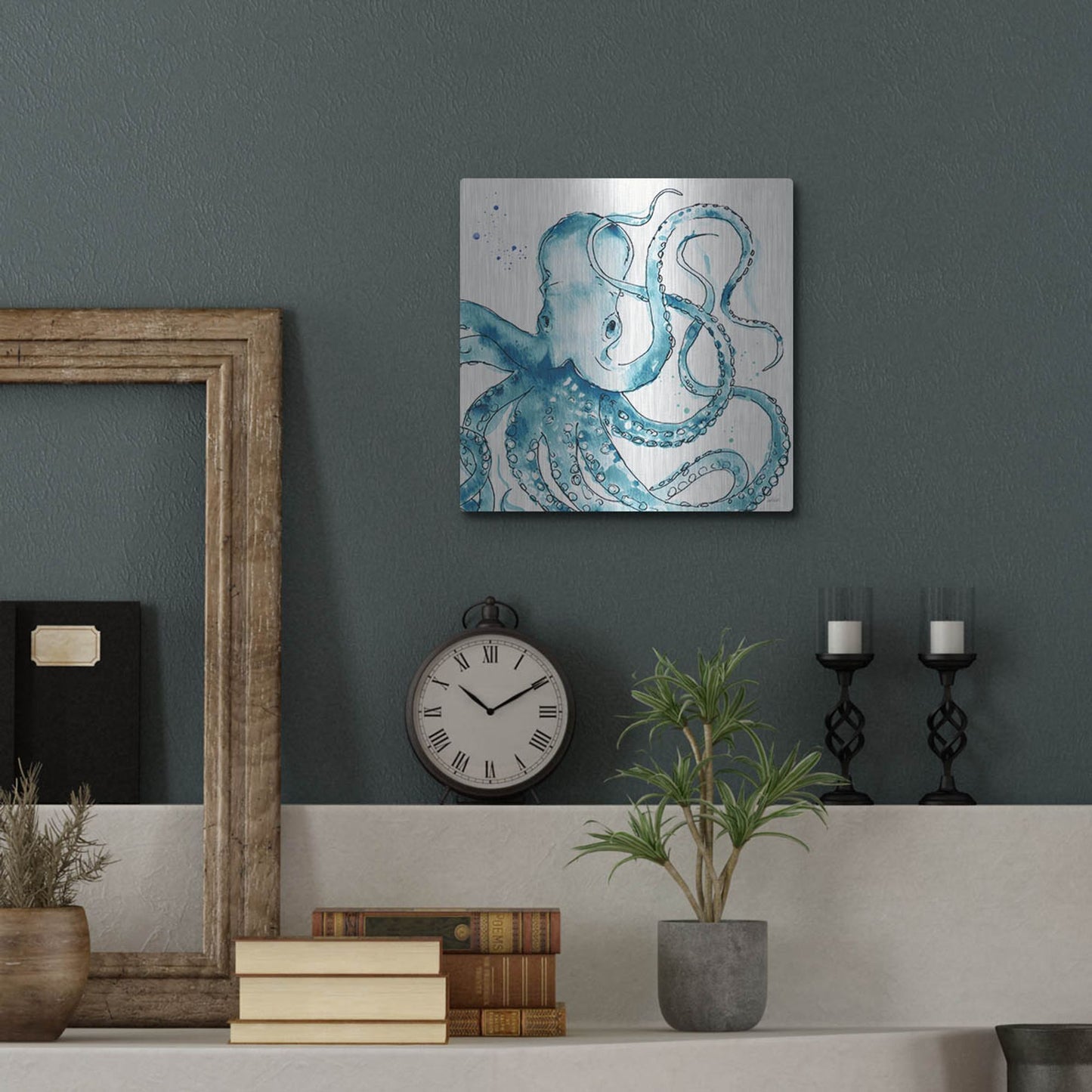 Luxe Metal Art 'Deep Sea VIII' by Anne Tavoletti, Metal Wall Art,12x12