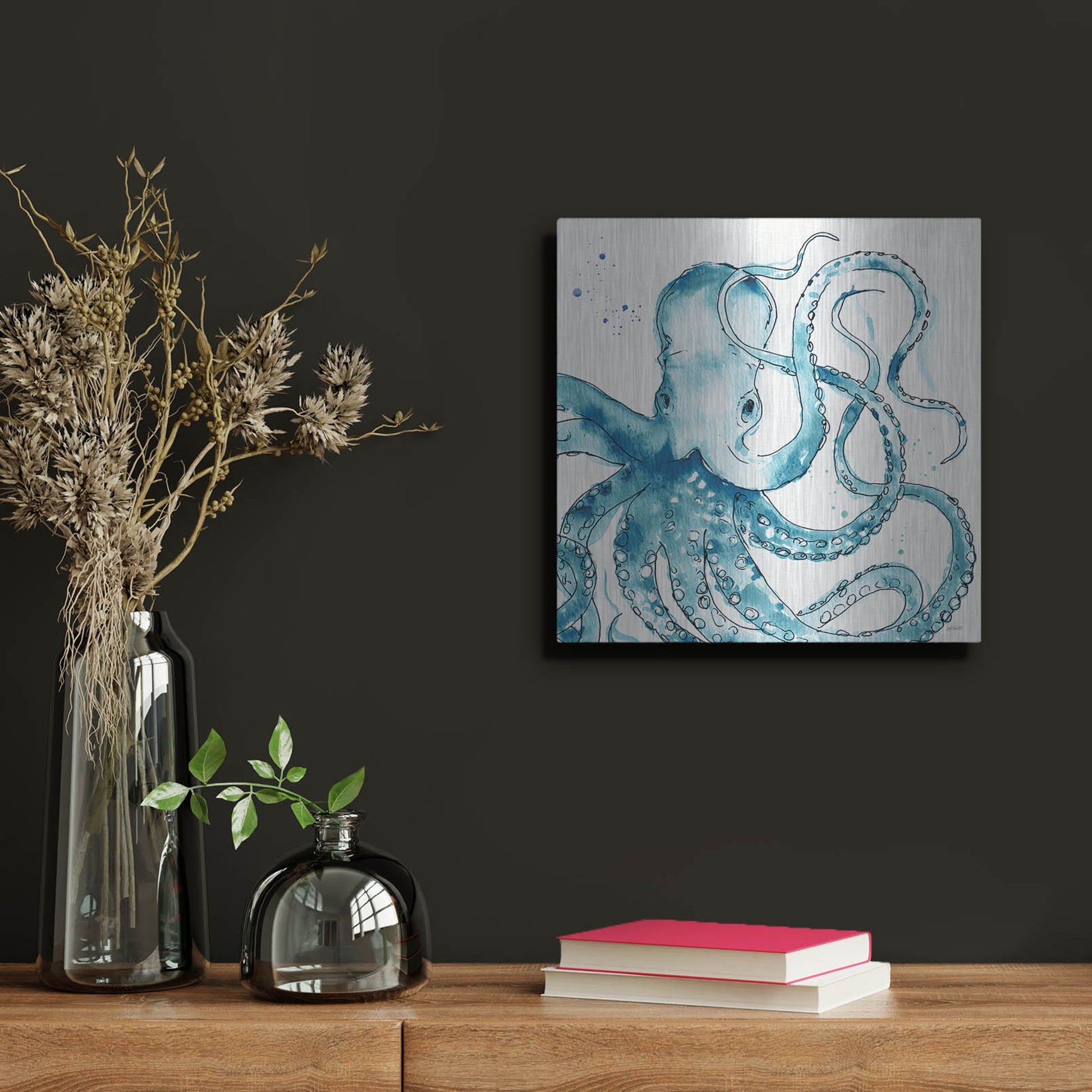 Luxe Metal Art 'Deep Sea VIII' by Anne Tavoletti, Metal Wall Art,12x12