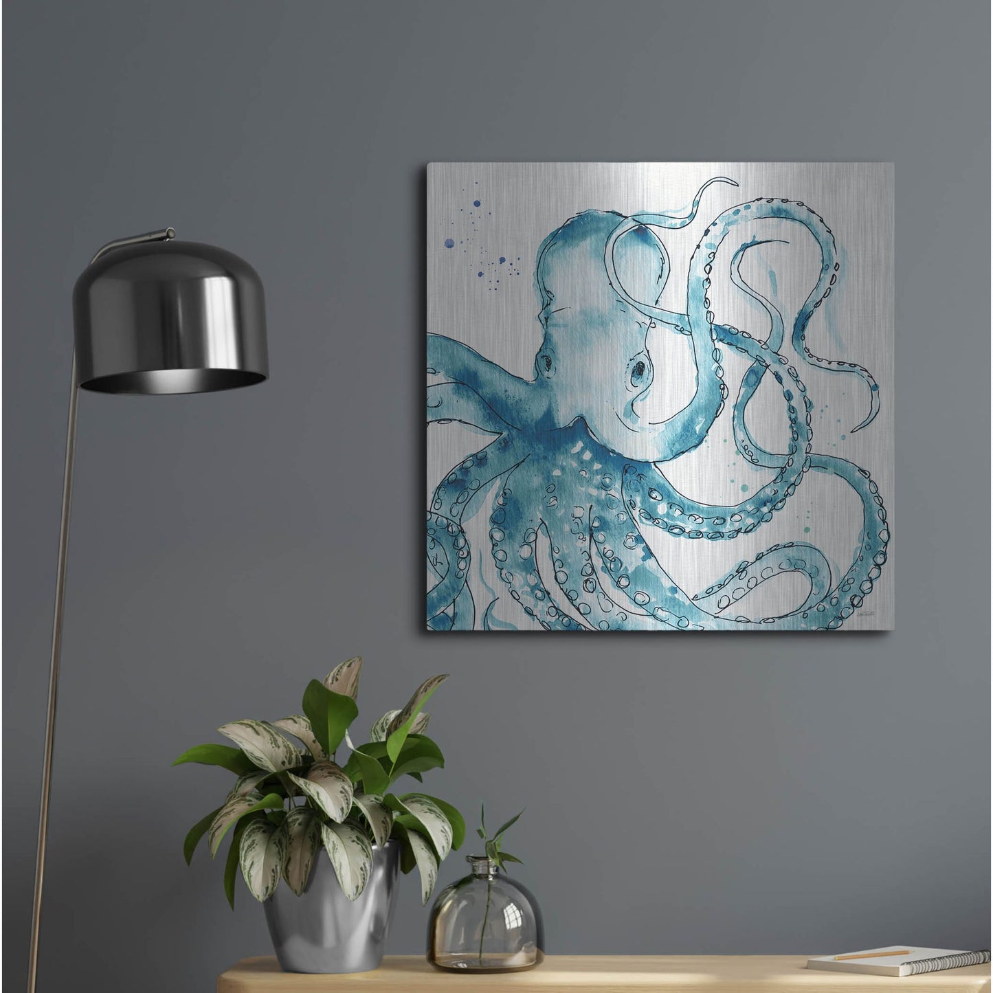 Luxe Metal Art 'Deep Sea VIII' by Anne Tavoletti, Metal Wall Art,24x24