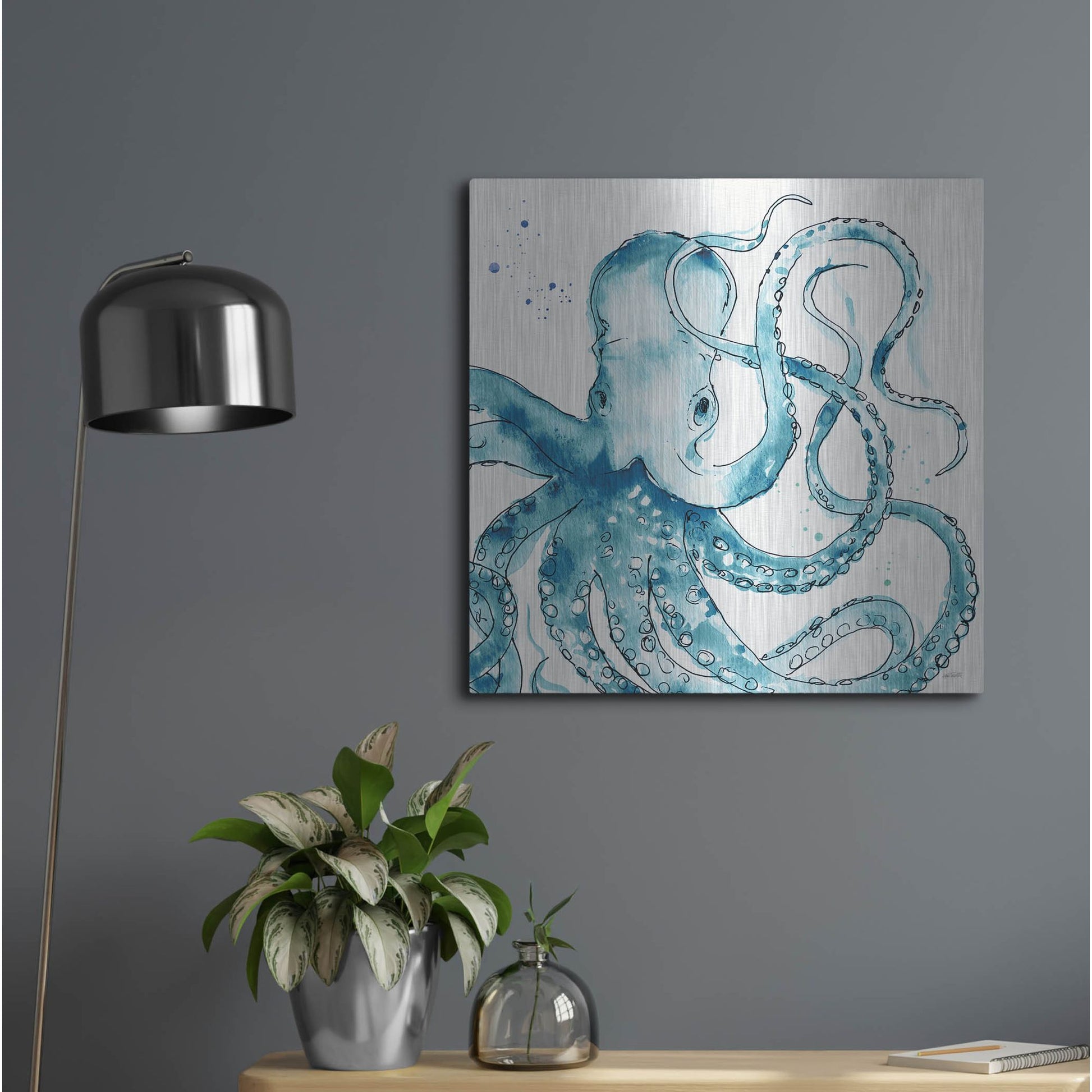 Luxe Metal Art 'Deep Sea VIII' by Anne Tavoletti, Metal Wall Art,24x24