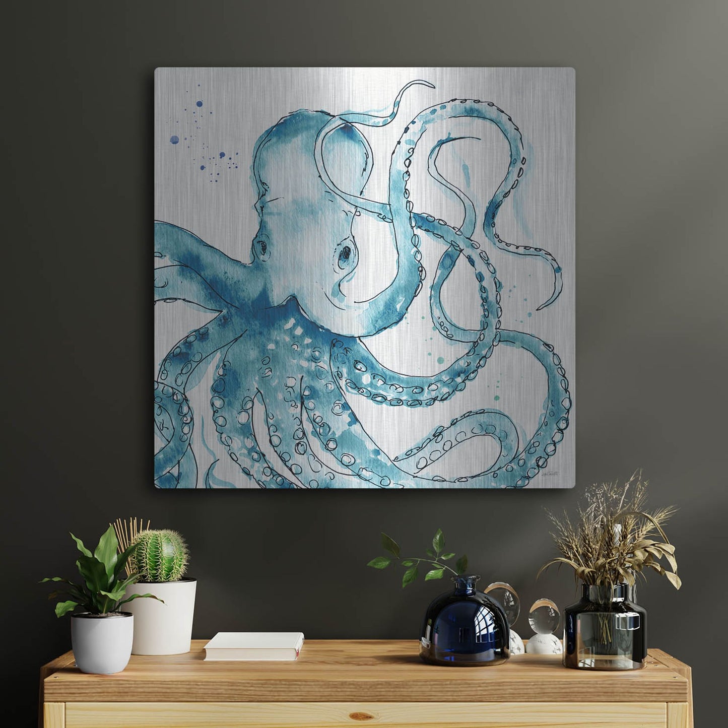 Luxe Metal Art 'Deep Sea VIII' by Anne Tavoletti, Metal Wall Art,24x24