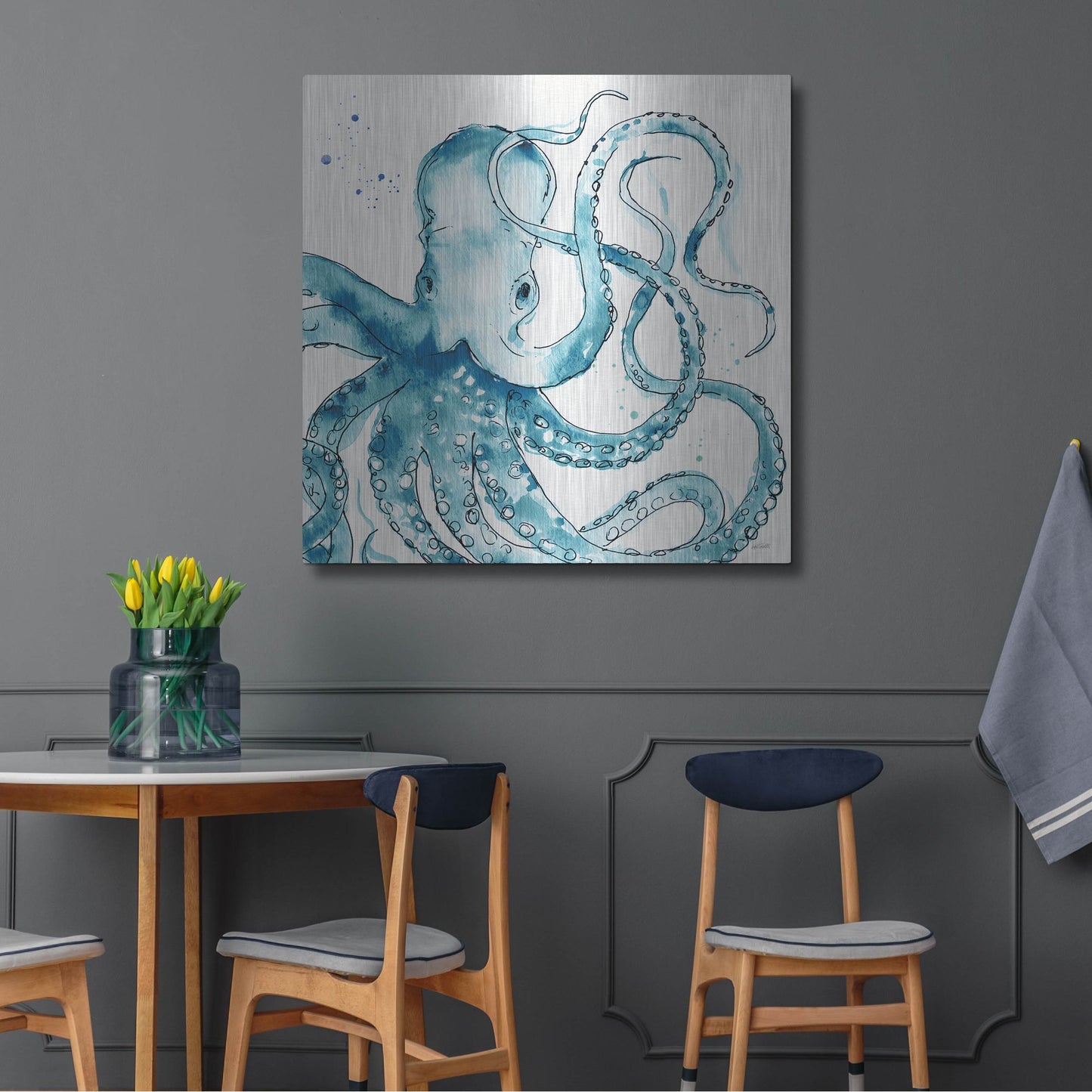 Luxe Metal Art 'Deep Sea VIII' by Anne Tavoletti, Metal Wall Art,36x36