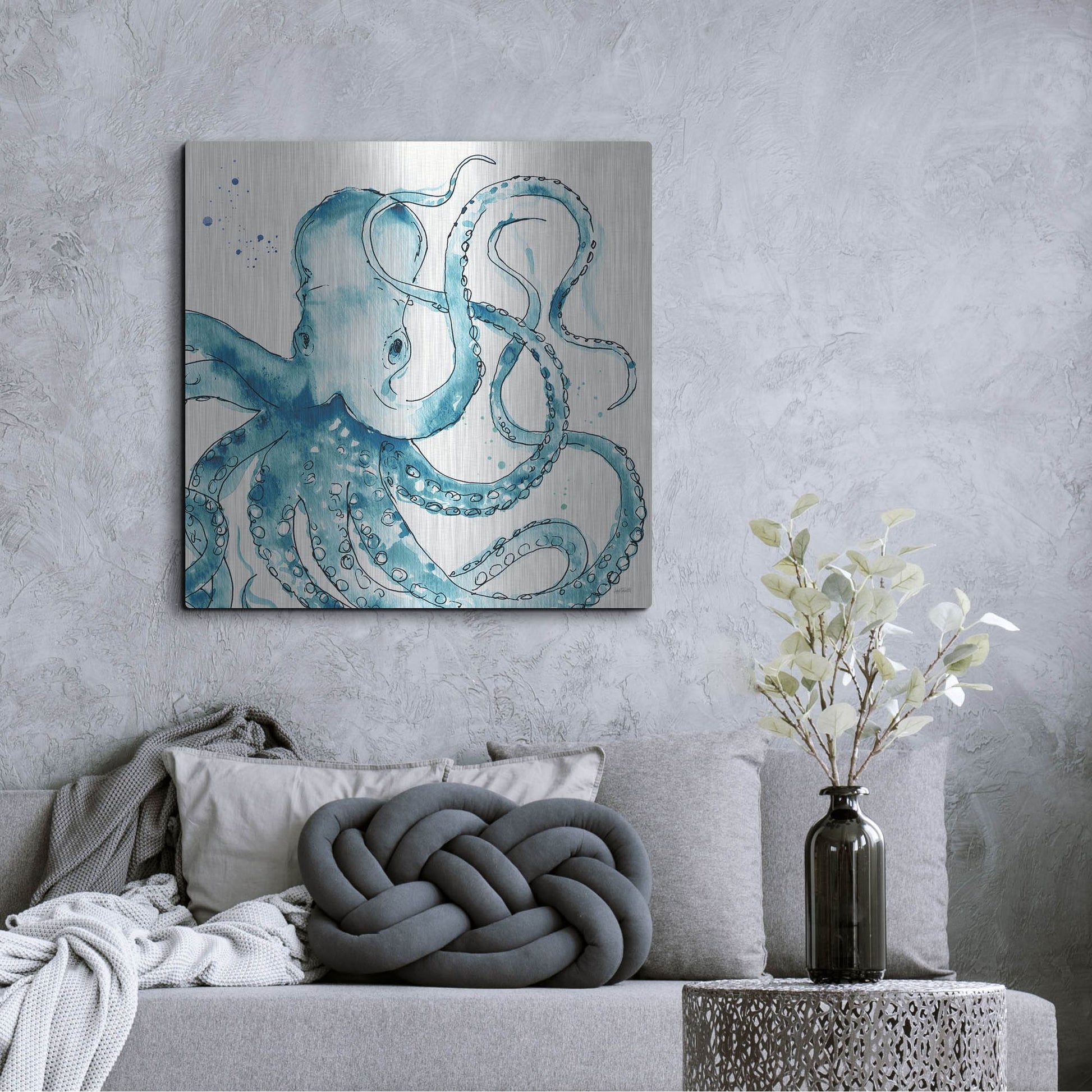 Luxe Metal Art 'Deep Sea VIII' by Anne Tavoletti, Metal Wall Art,36x36