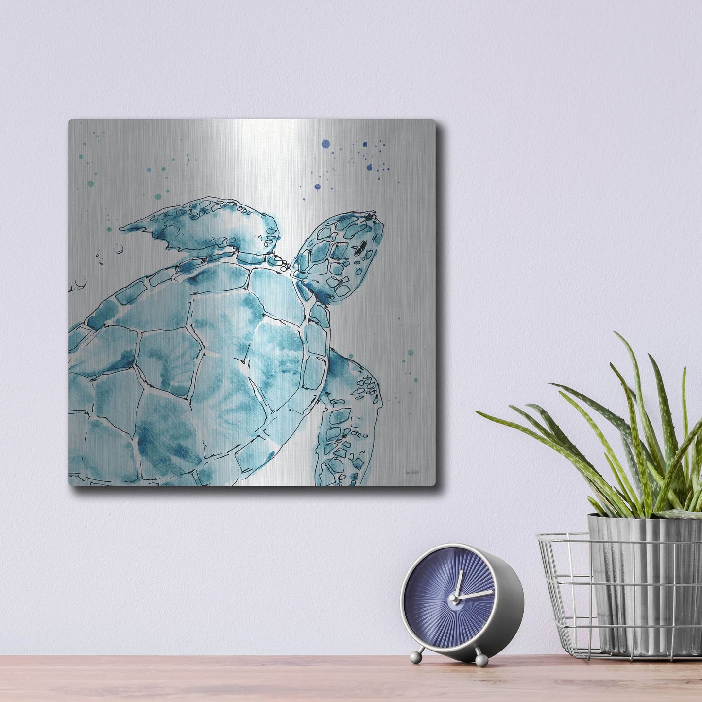 Luxe Metal Art 'Deep Sea IX' by Anne Tavoletti, Metal Wall Art,12x12