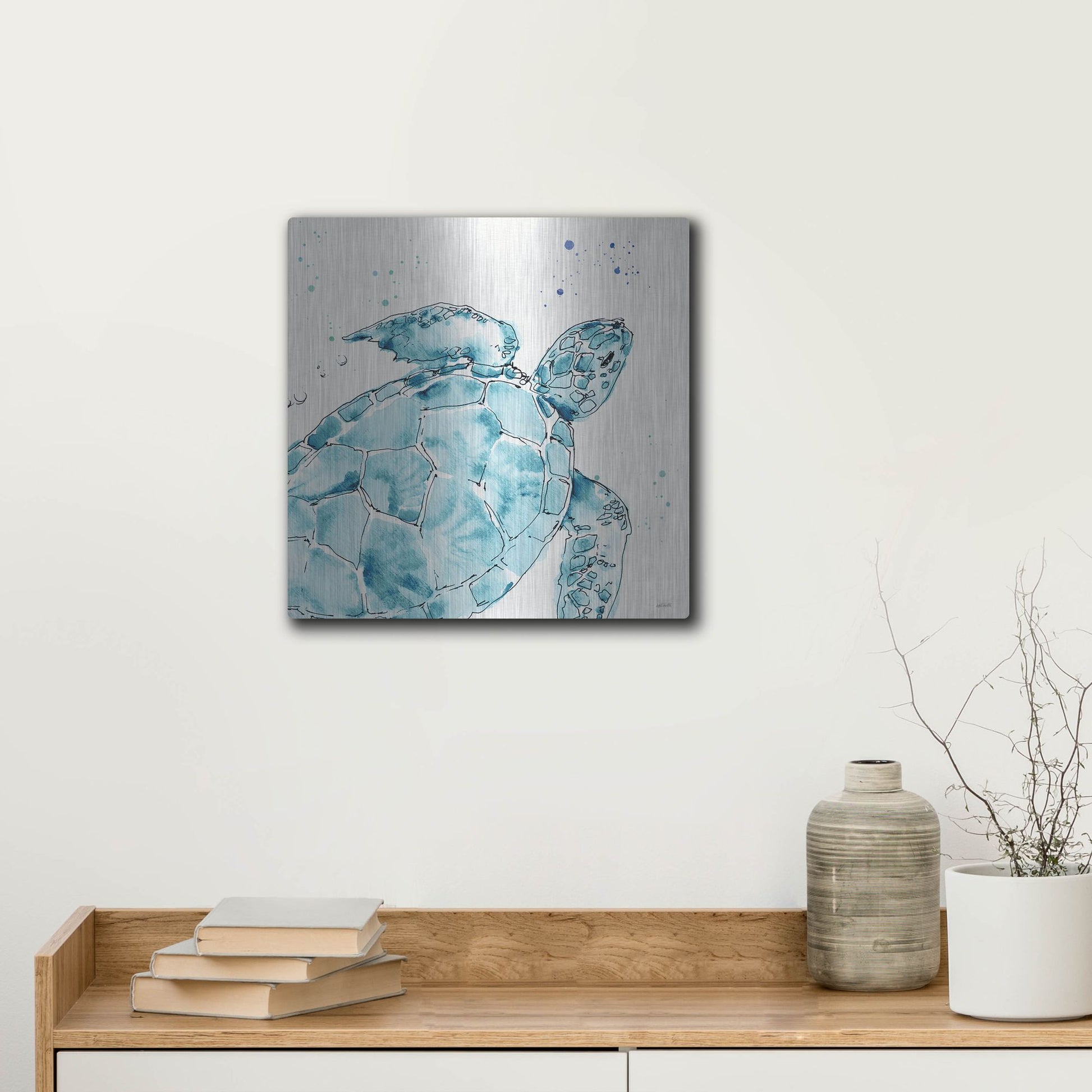 Luxe Metal Art 'Deep Sea IX' by Anne Tavoletti, Metal Wall Art,12x12
