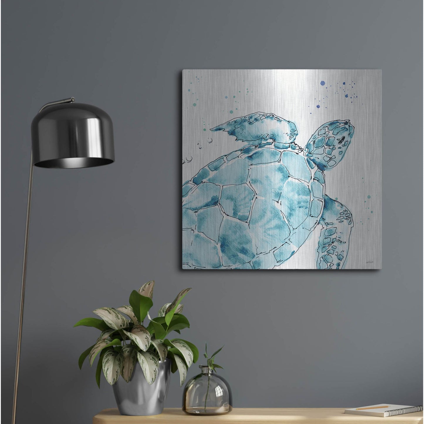 Luxe Metal Art 'Deep Sea IX' by Anne Tavoletti, Metal Wall Art,24x24