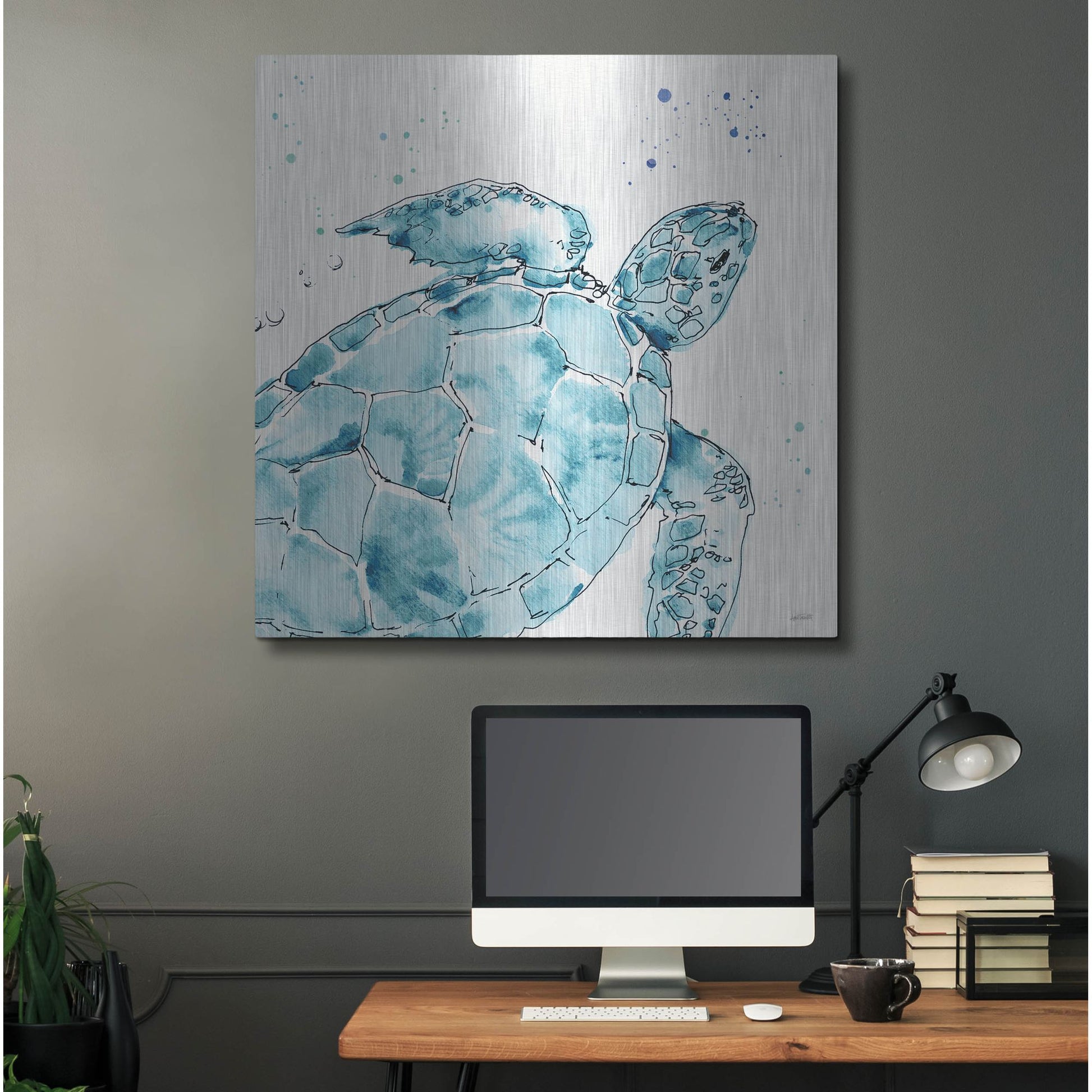 Luxe Metal Art 'Deep Sea IX' by Anne Tavoletti, Metal Wall Art,36x36