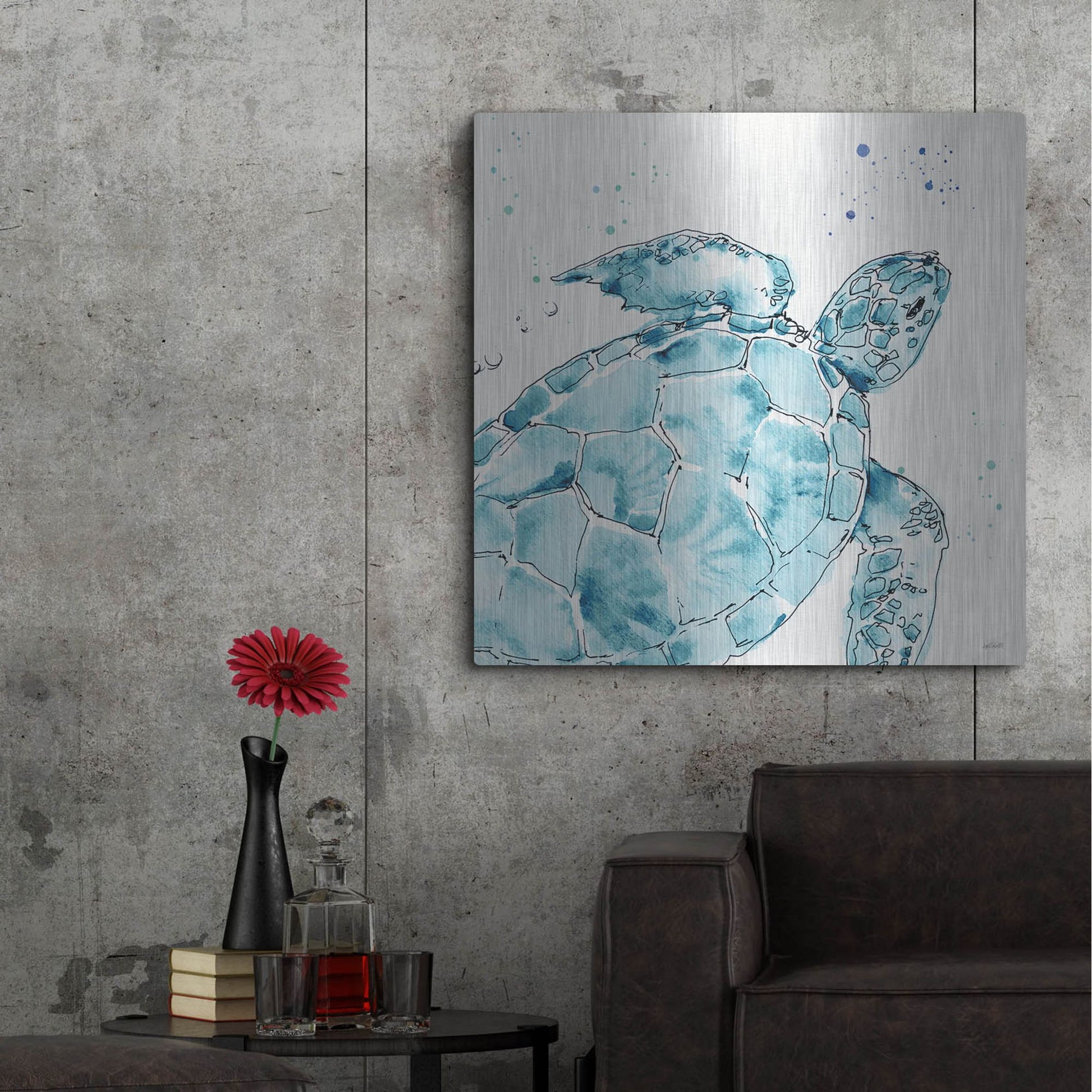 Luxe Metal Art 'Deep Sea IX' by Anne Tavoletti, Metal Wall Art,36x36