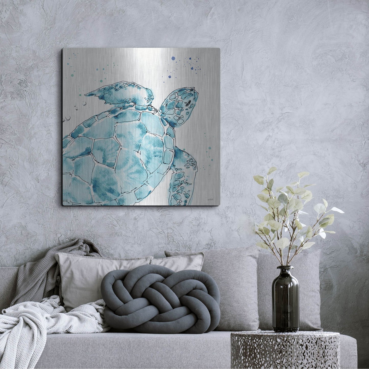 Luxe Metal Art 'Deep Sea IX' by Anne Tavoletti, Metal Wall Art,36x36