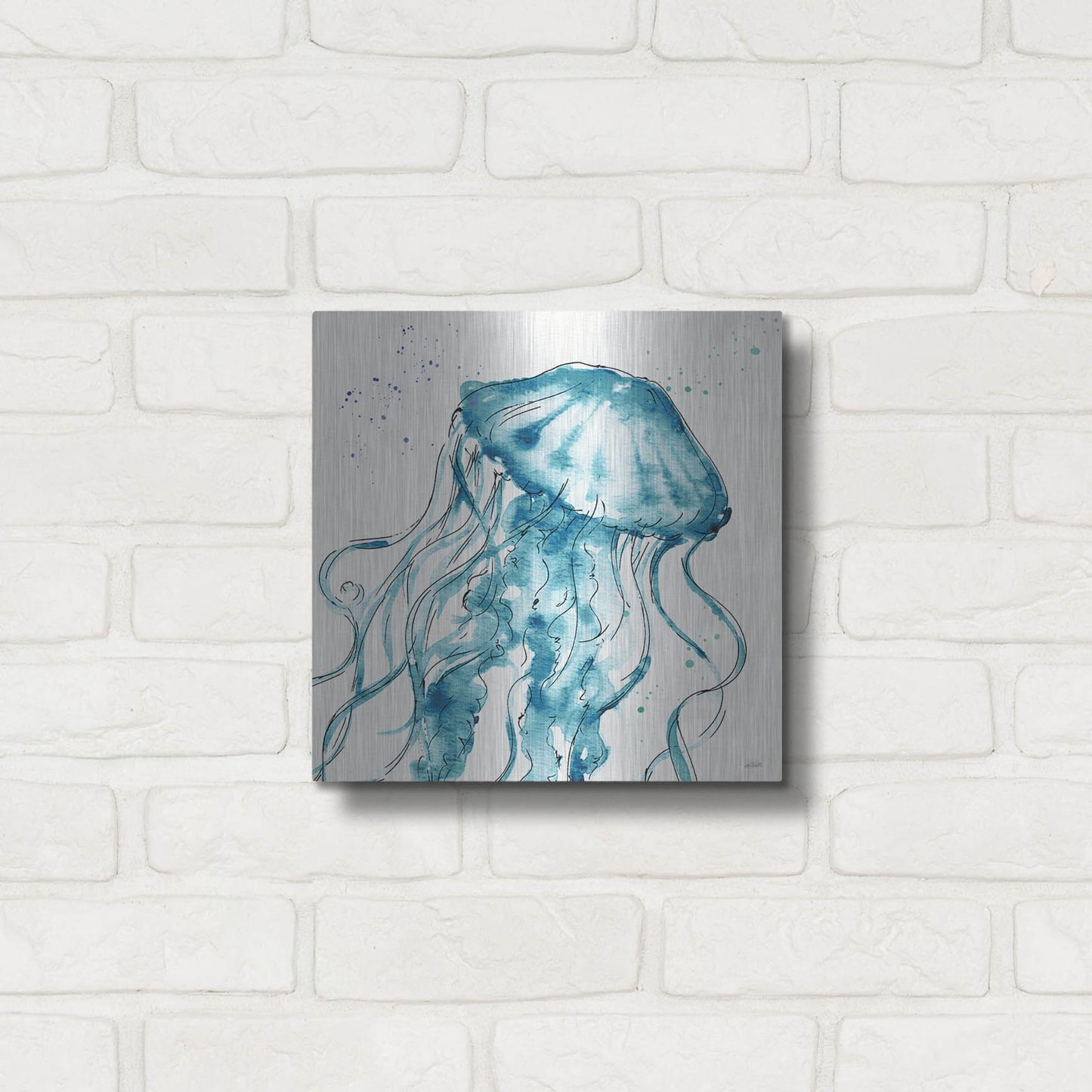 Luxe Metal Art 'Deep Sea X' by Anne Tavoletti, Metal Wall Art,12x12