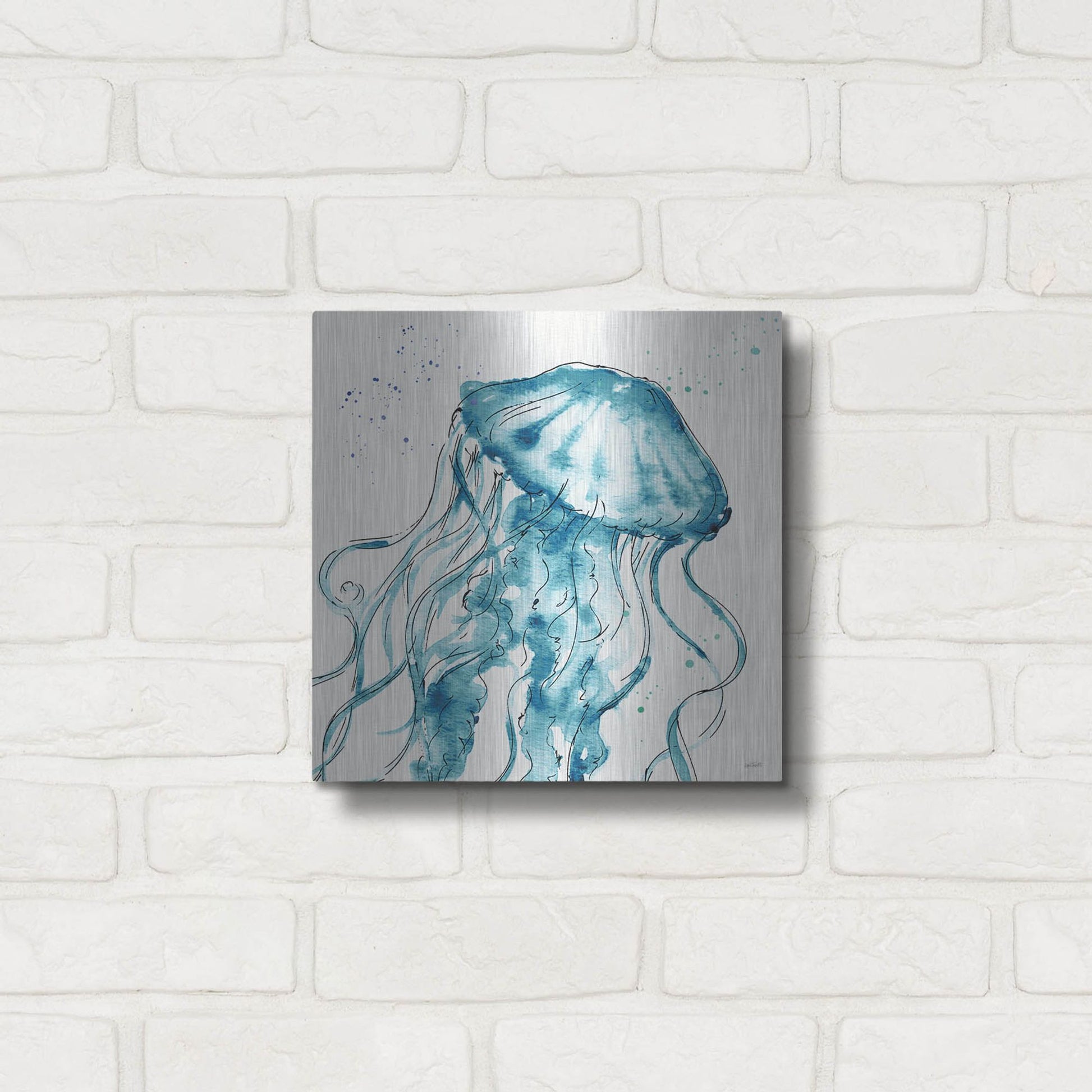 Luxe Metal Art 'Deep Sea X' by Anne Tavoletti, Metal Wall Art,12x12