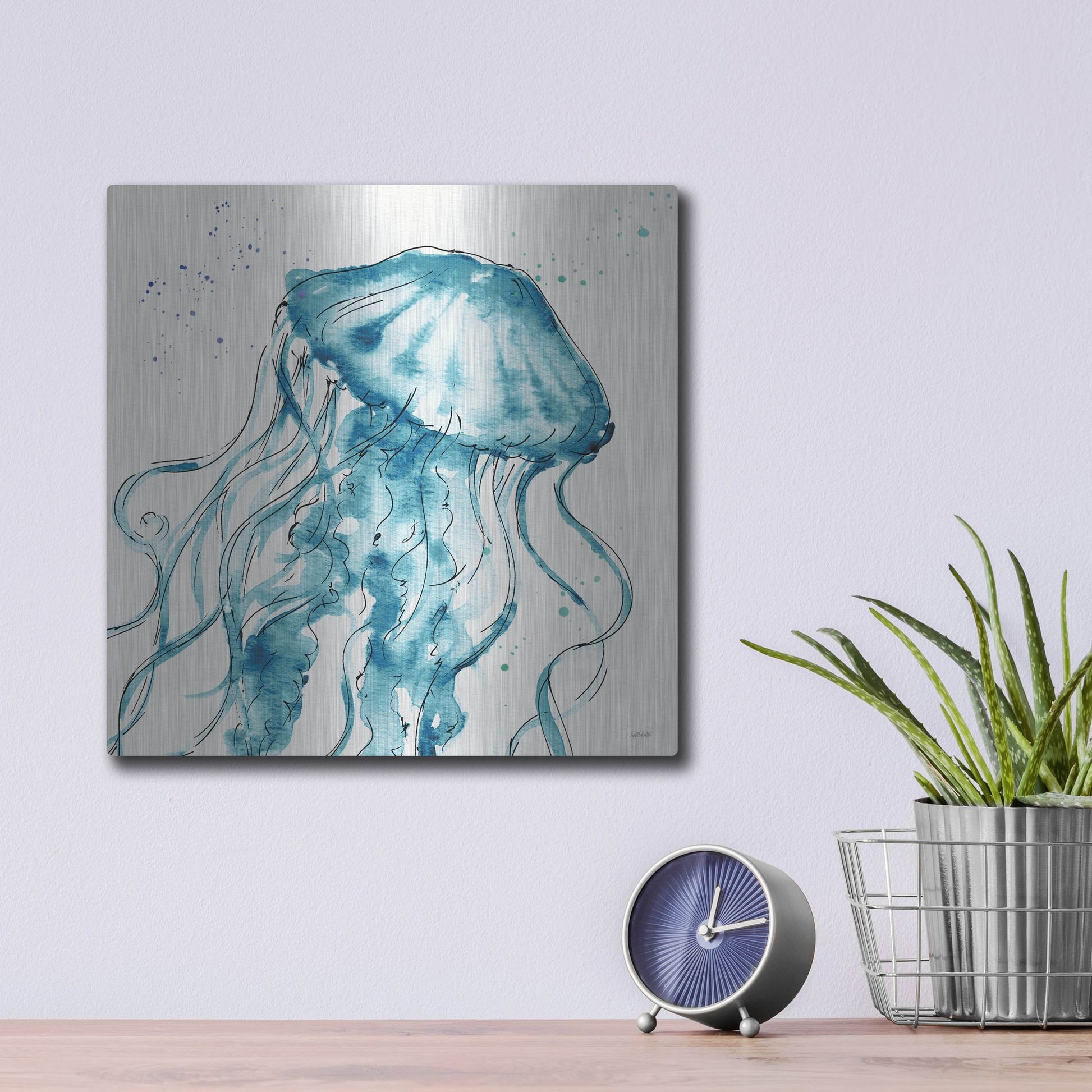 Luxe Metal Art 'Deep Sea X' by Anne Tavoletti, Metal Wall Art,12x12