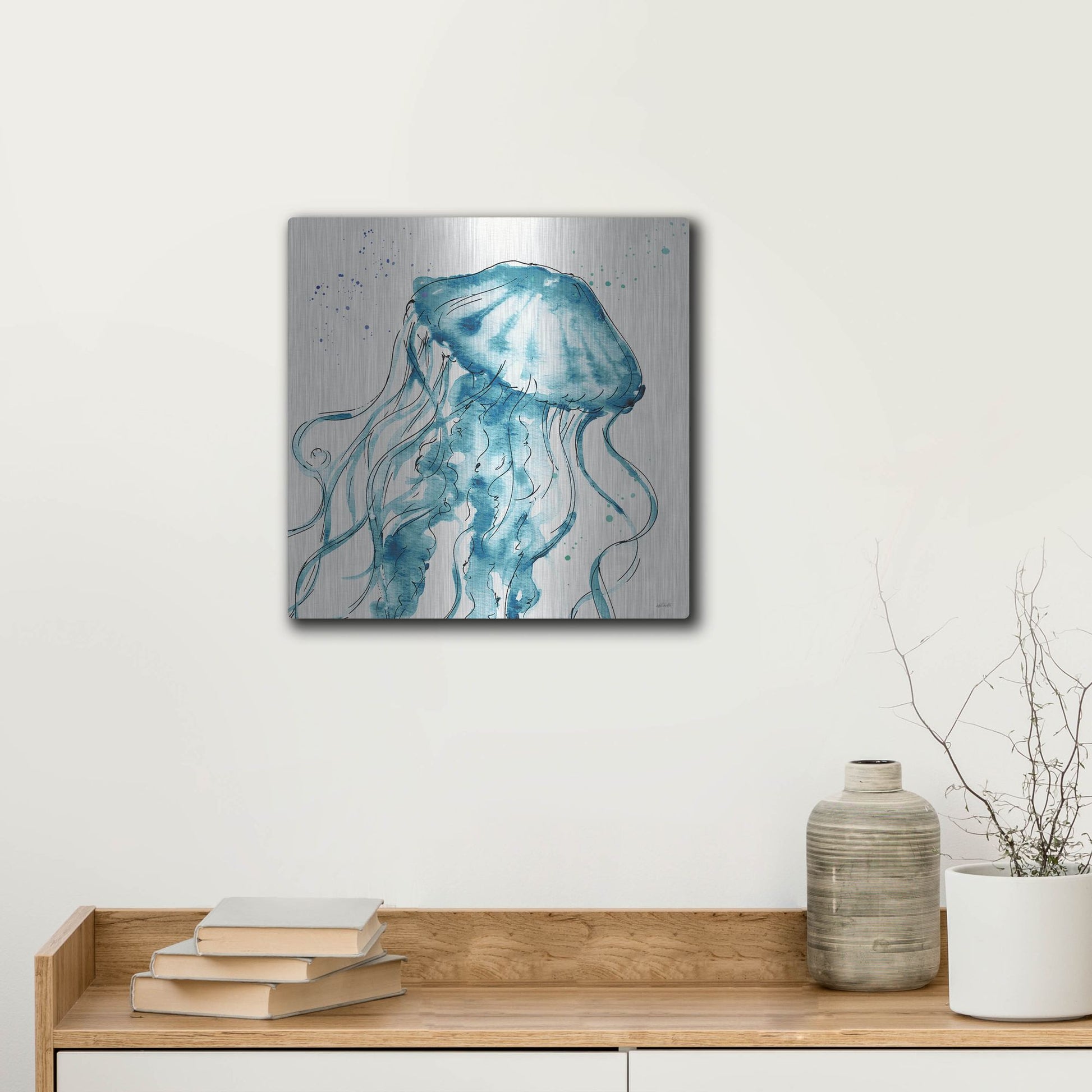 Luxe Metal Art 'Deep Sea X' by Anne Tavoletti, Metal Wall Art,12x12