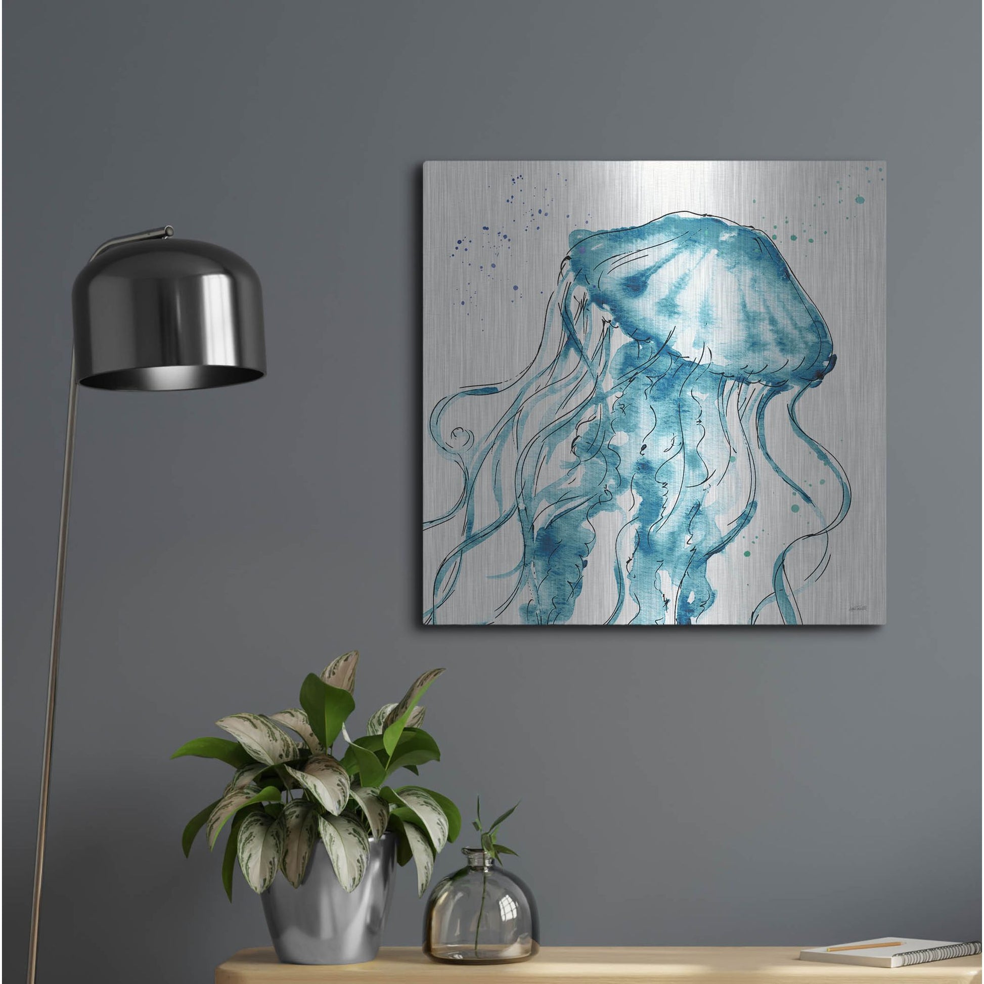 Luxe Metal Art 'Deep Sea X' by Anne Tavoletti, Metal Wall Art,24x24