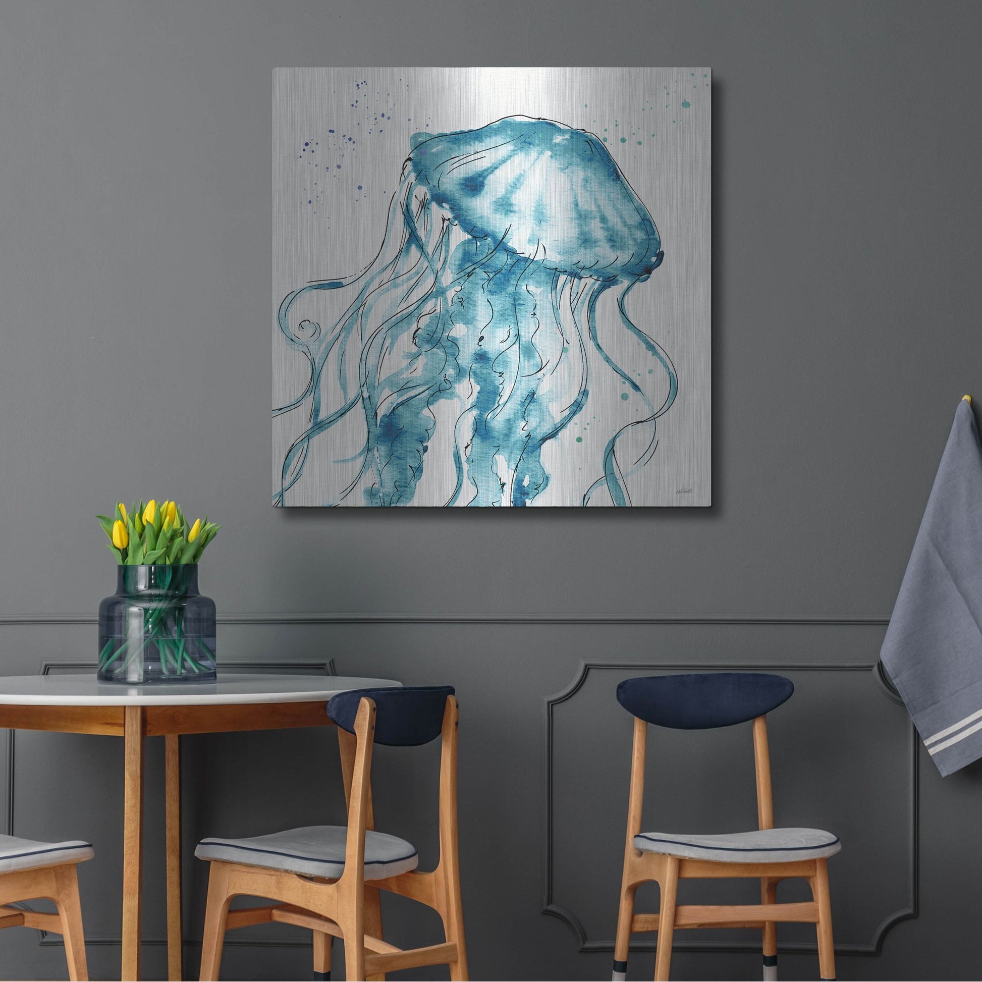 Luxe Metal Art 'Deep Sea X' by Anne Tavoletti, Metal Wall Art,36x36