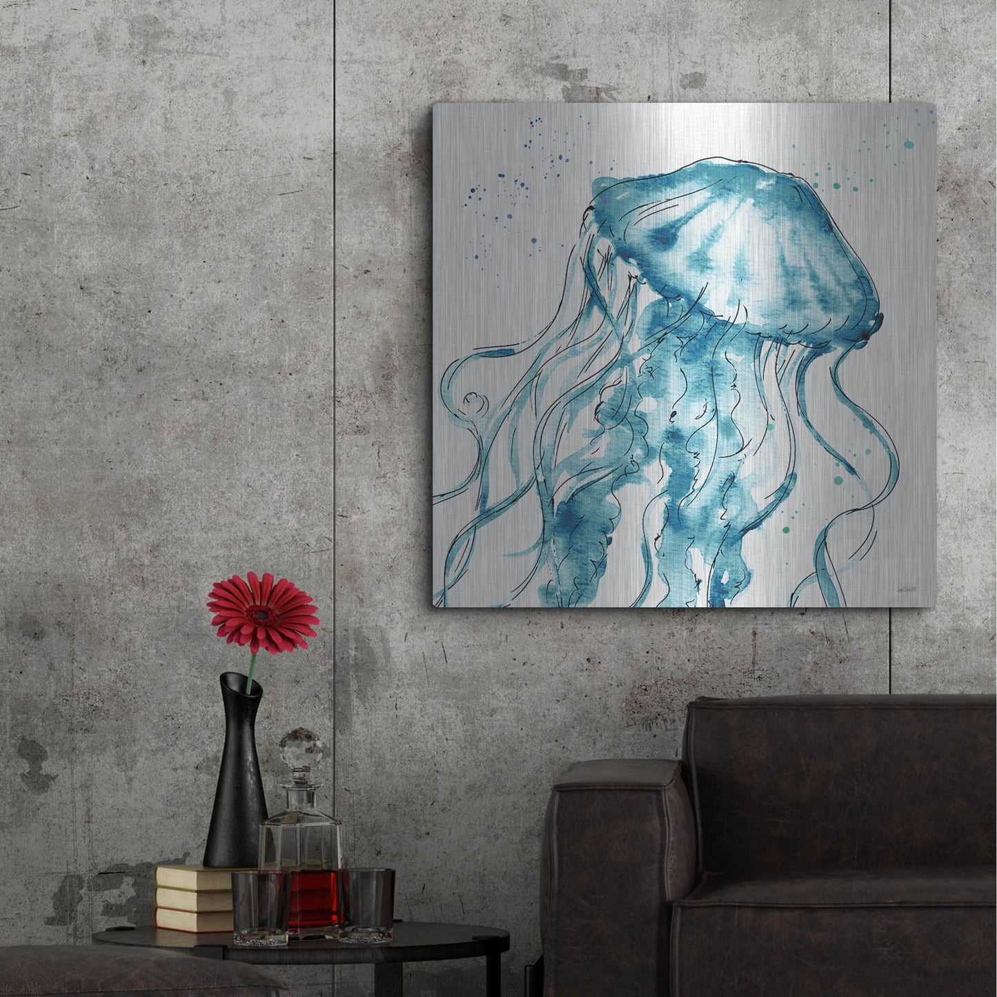 Luxe Metal Art 'Deep Sea X' by Anne Tavoletti, Metal Wall Art,36x36