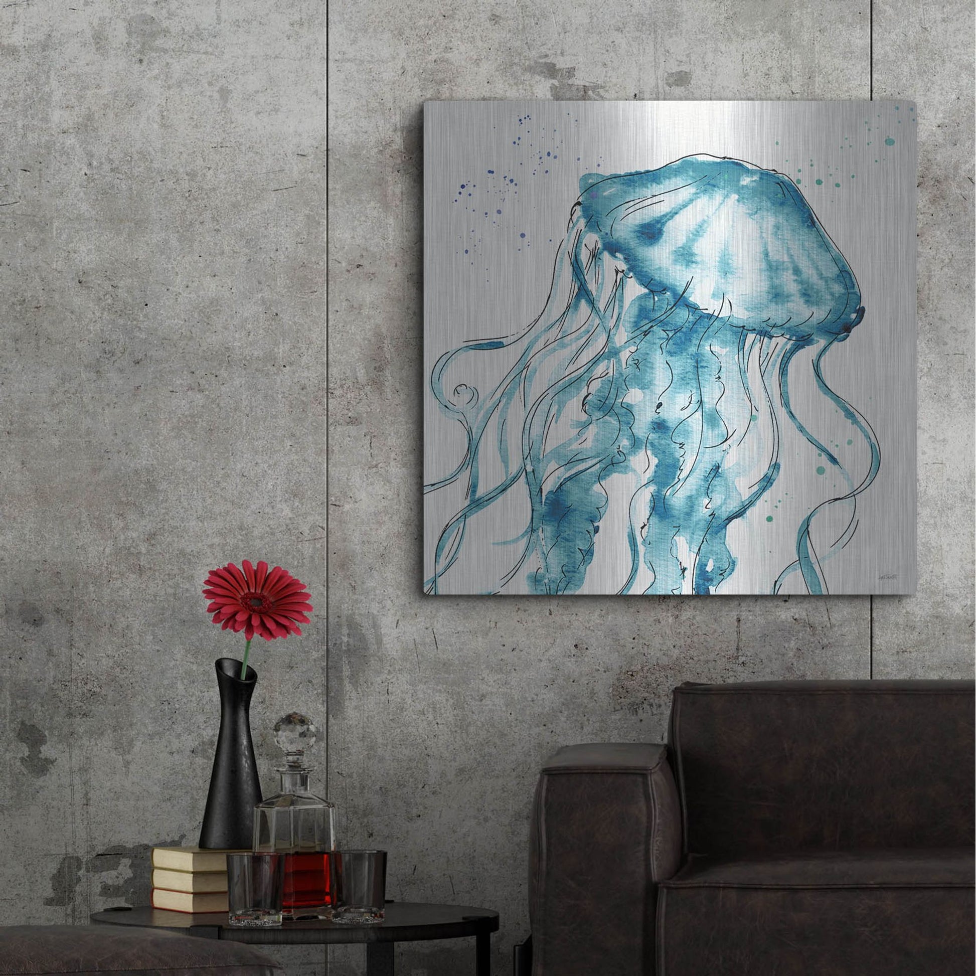 Luxe Metal Art 'Deep Sea X' by Anne Tavoletti, Metal Wall Art,36x36