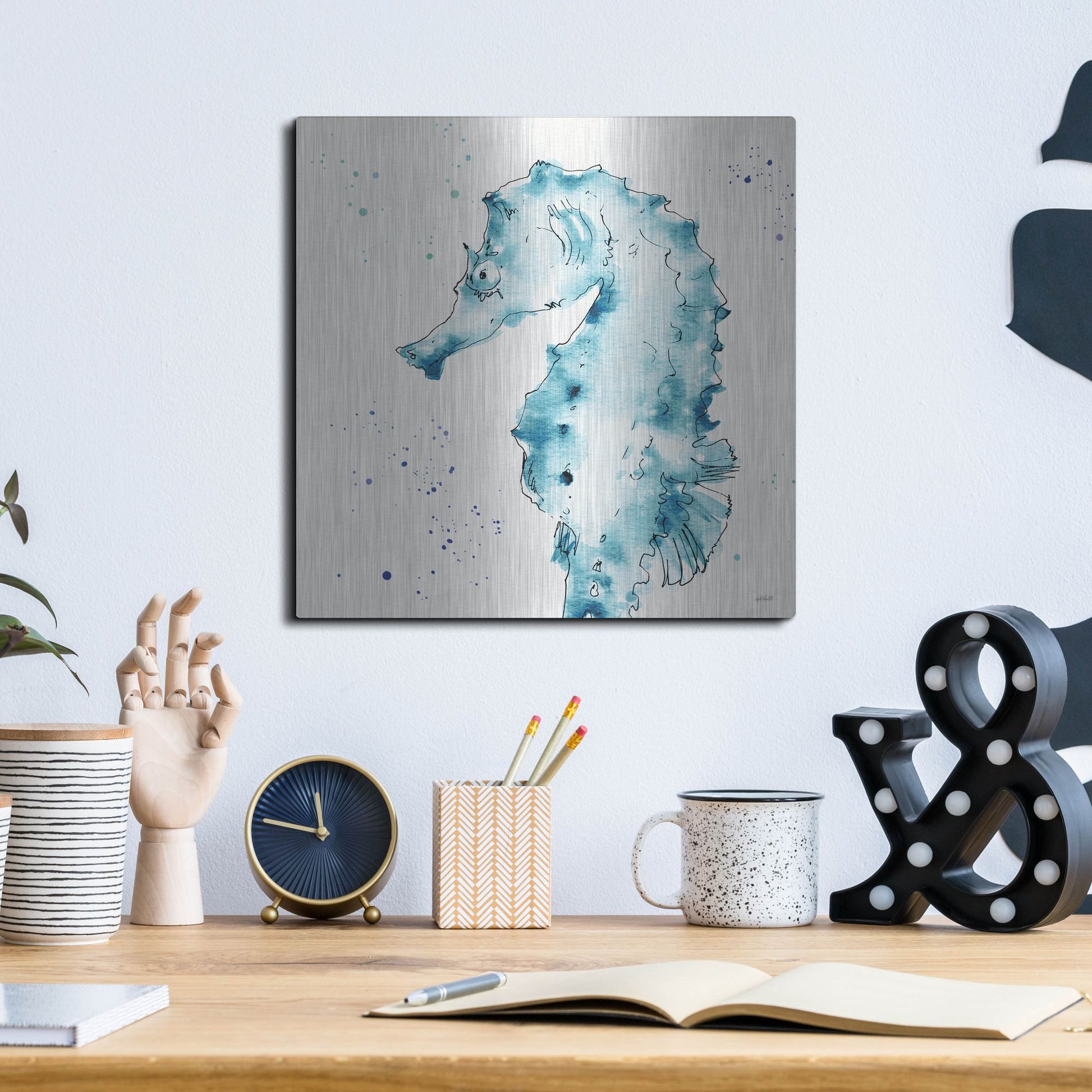 Luxe Metal Art 'Deep Sea XI' by Anne Tavoletti, Metal Wall Art,12x12