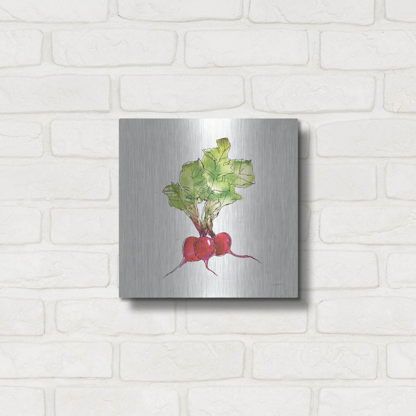 Luxe Metal Art 'Veggie Market II Radish' by Anne Tavoletti, Metal Wall Art,12x12