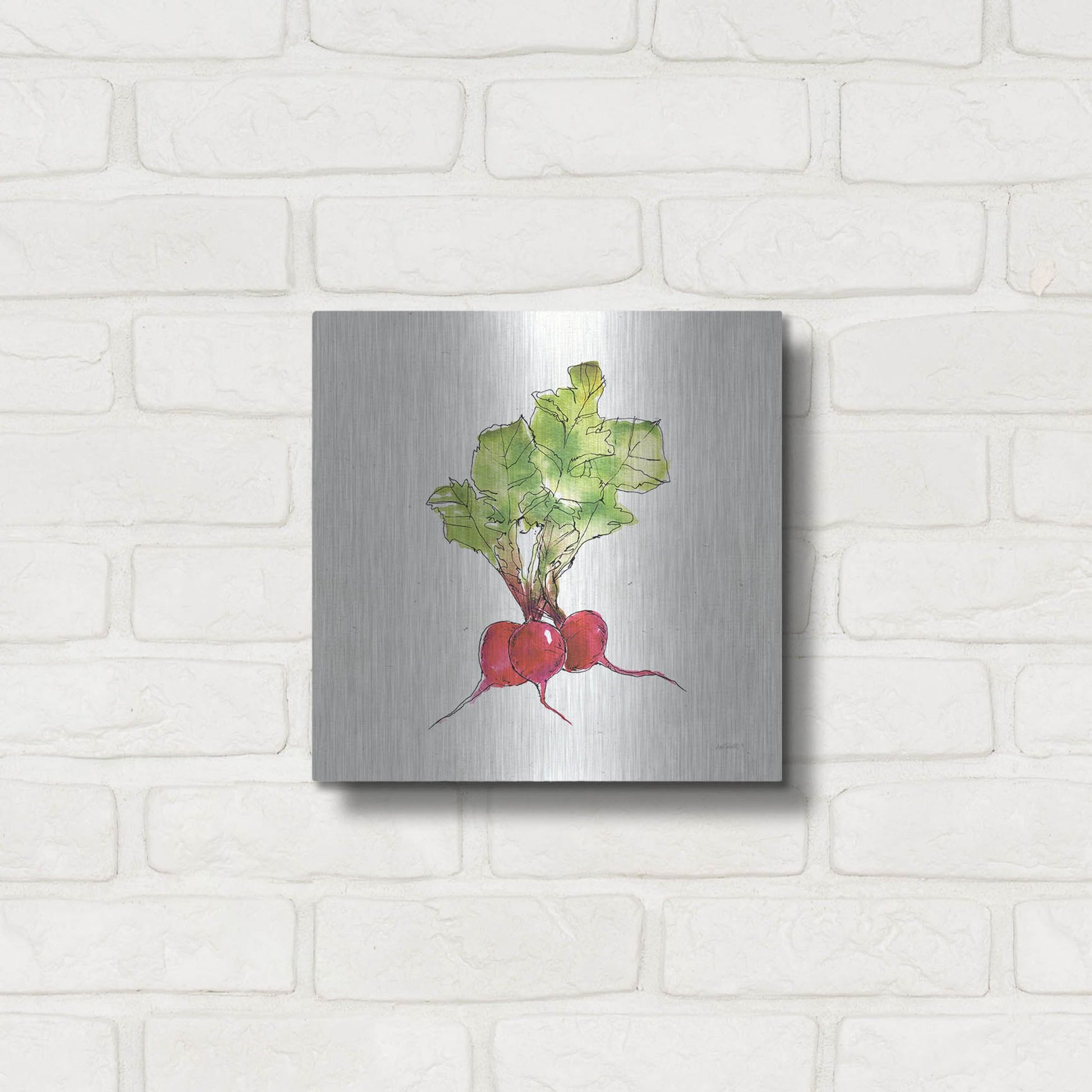 Luxe Metal Art 'Veggie Market II Radish' by Anne Tavoletti, Metal Wall Art,12x12