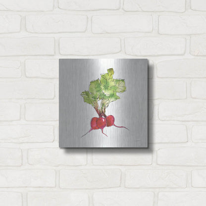 Luxe Metal Art 'Veggie Market II Radish' by Anne Tavoletti, Metal Wall Art,12x12