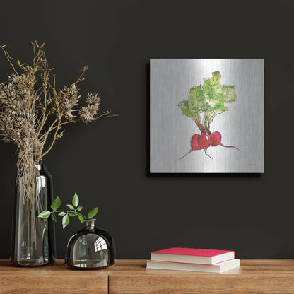 Luxe Metal Art 'Veggie Market II Radish' by Anne Tavoletti, Metal Wall Art,12x12