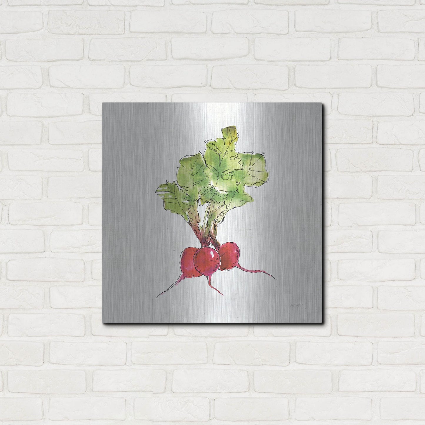 Luxe Metal Art 'Veggie Market II Radish' by Anne Tavoletti, Metal Wall Art,24x24
