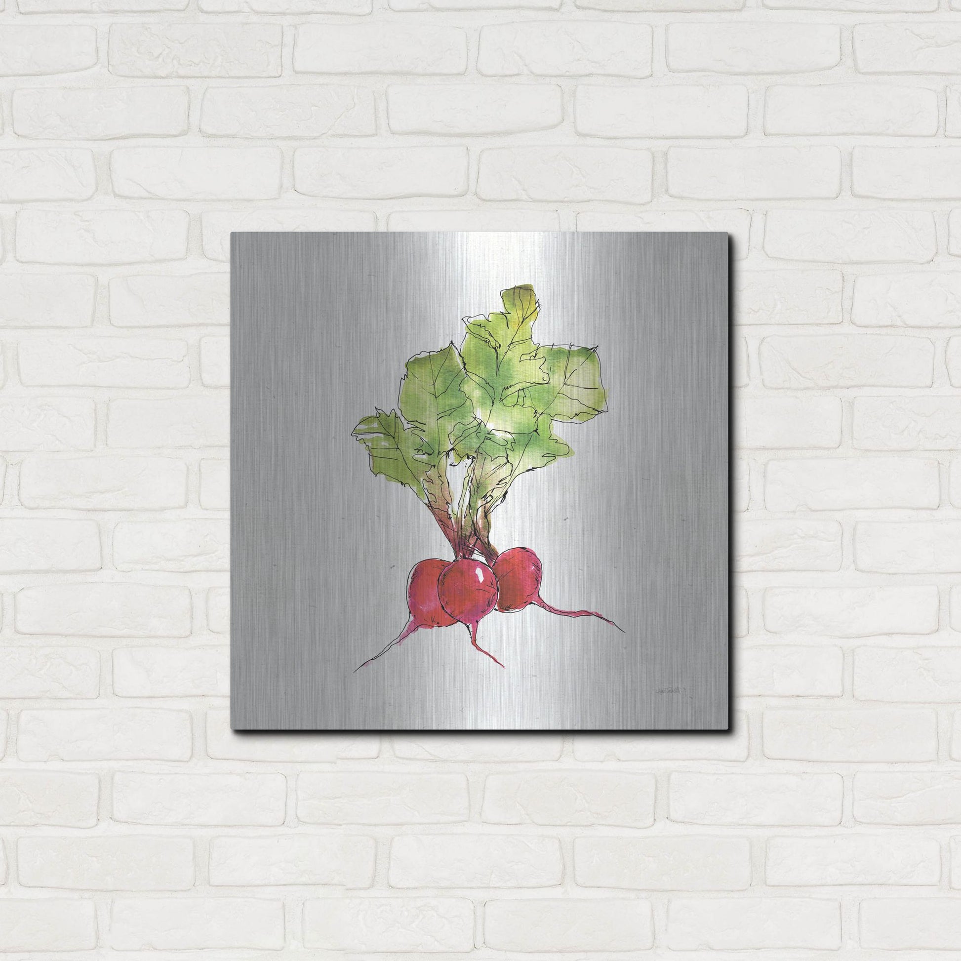Luxe Metal Art 'Veggie Market II Radish' by Anne Tavoletti, Metal Wall Art,24x24