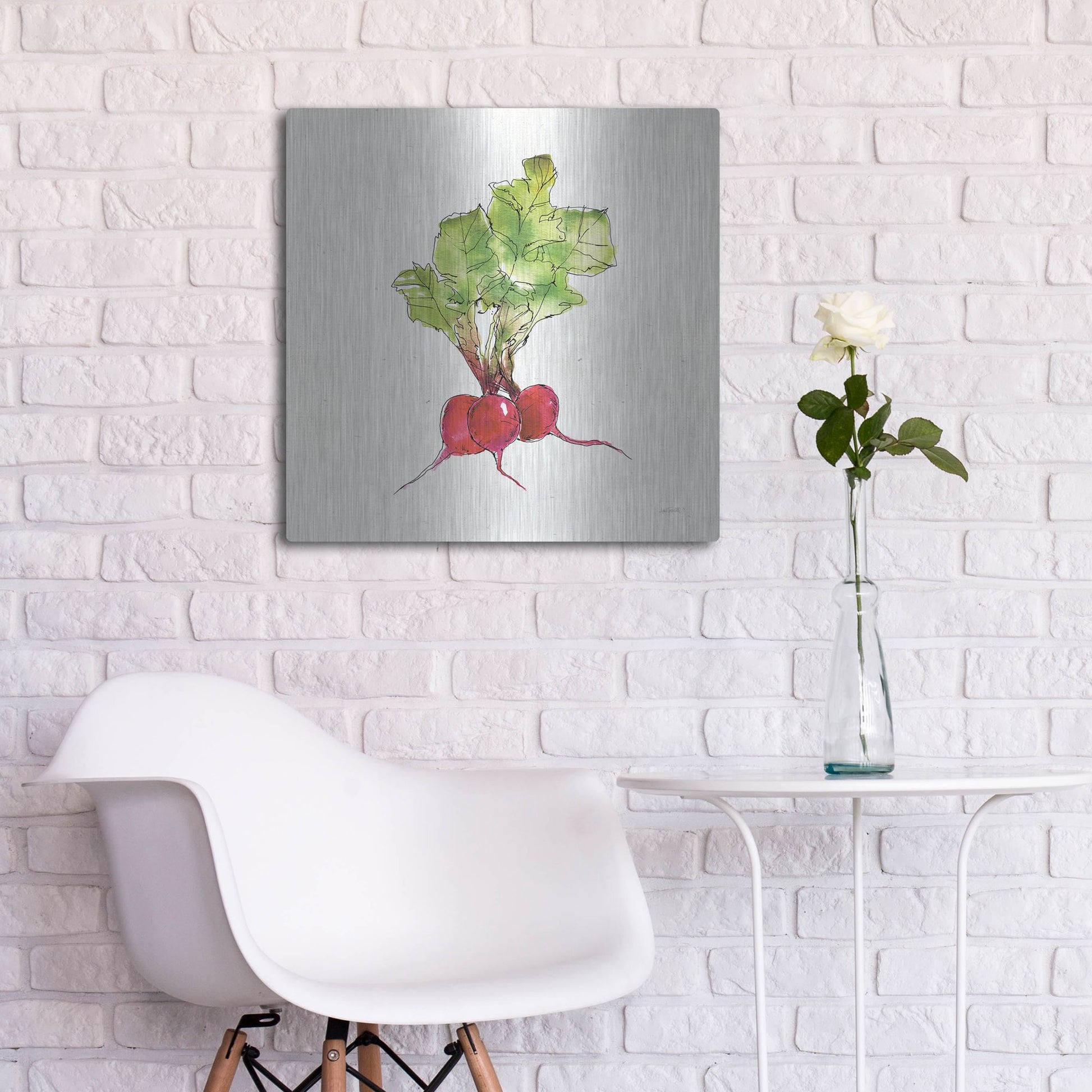 Luxe Metal Art 'Veggie Market II Radish' by Anne Tavoletti, Metal Wall Art,24x24