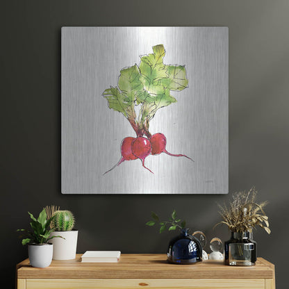 Luxe Metal Art 'Veggie Market II Radish' by Anne Tavoletti, Metal Wall Art,24x24
