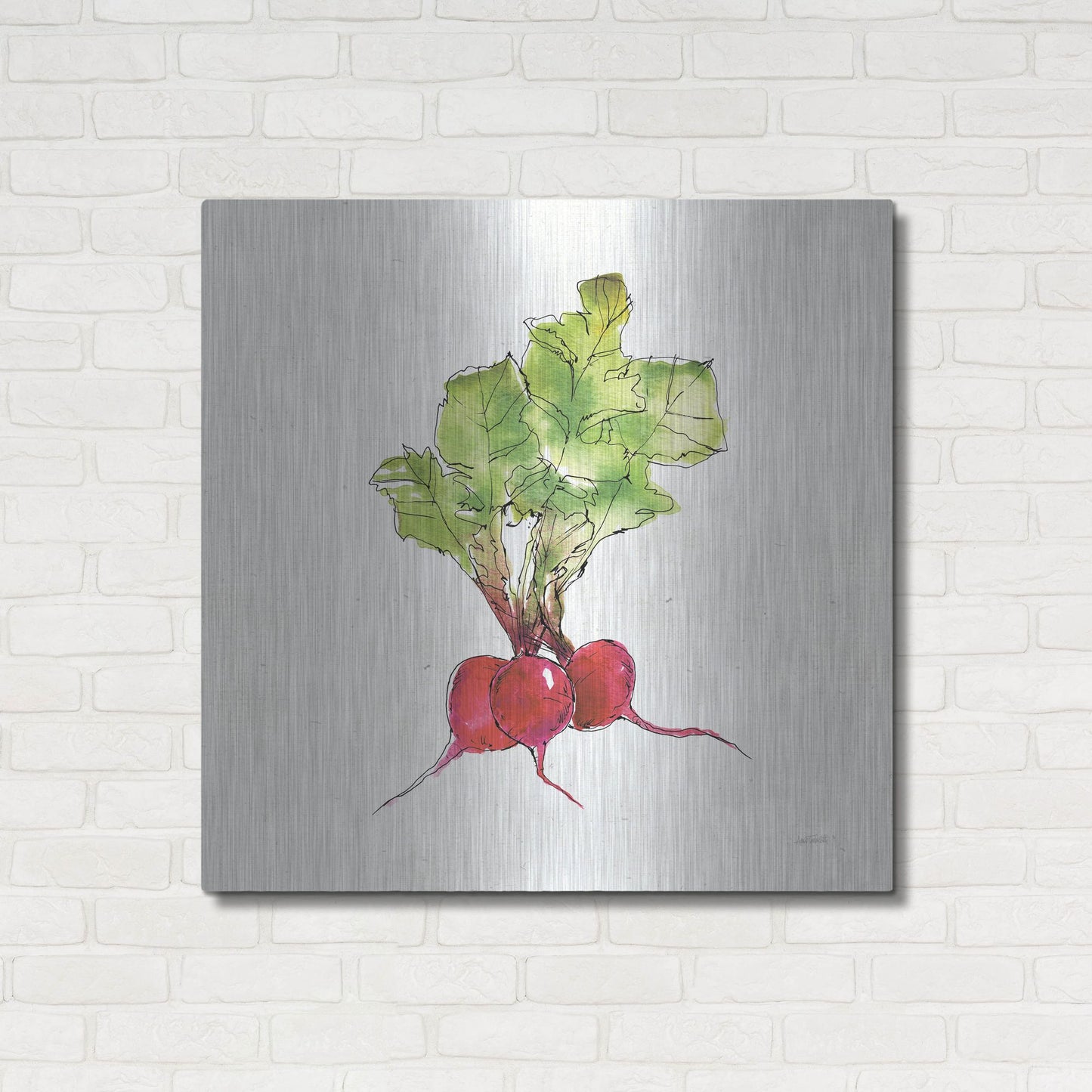 Luxe Metal Art 'Veggie Market II Radish' by Anne Tavoletti, Metal Wall Art,36x36
