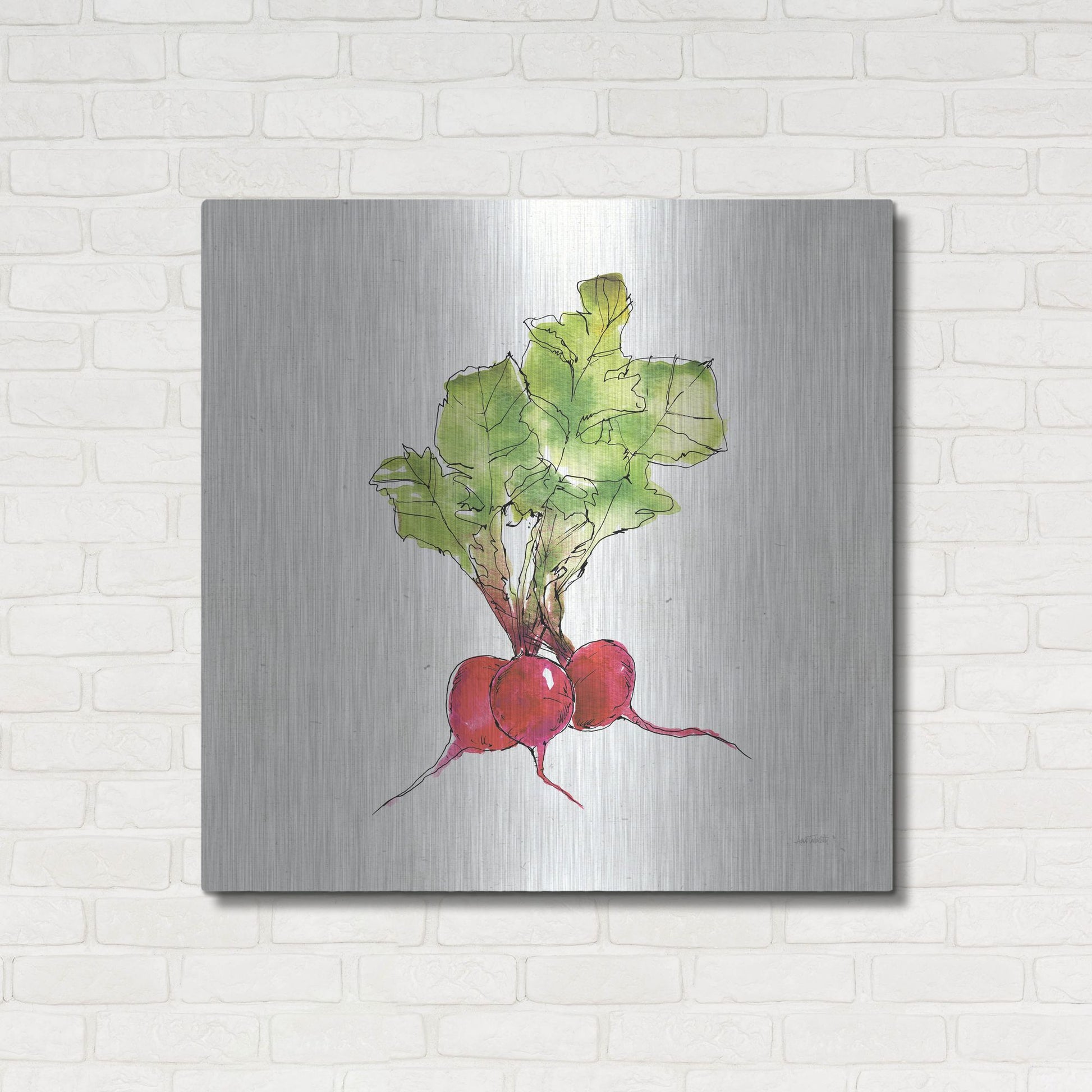 Luxe Metal Art 'Veggie Market II Radish' by Anne Tavoletti, Metal Wall Art,36x36