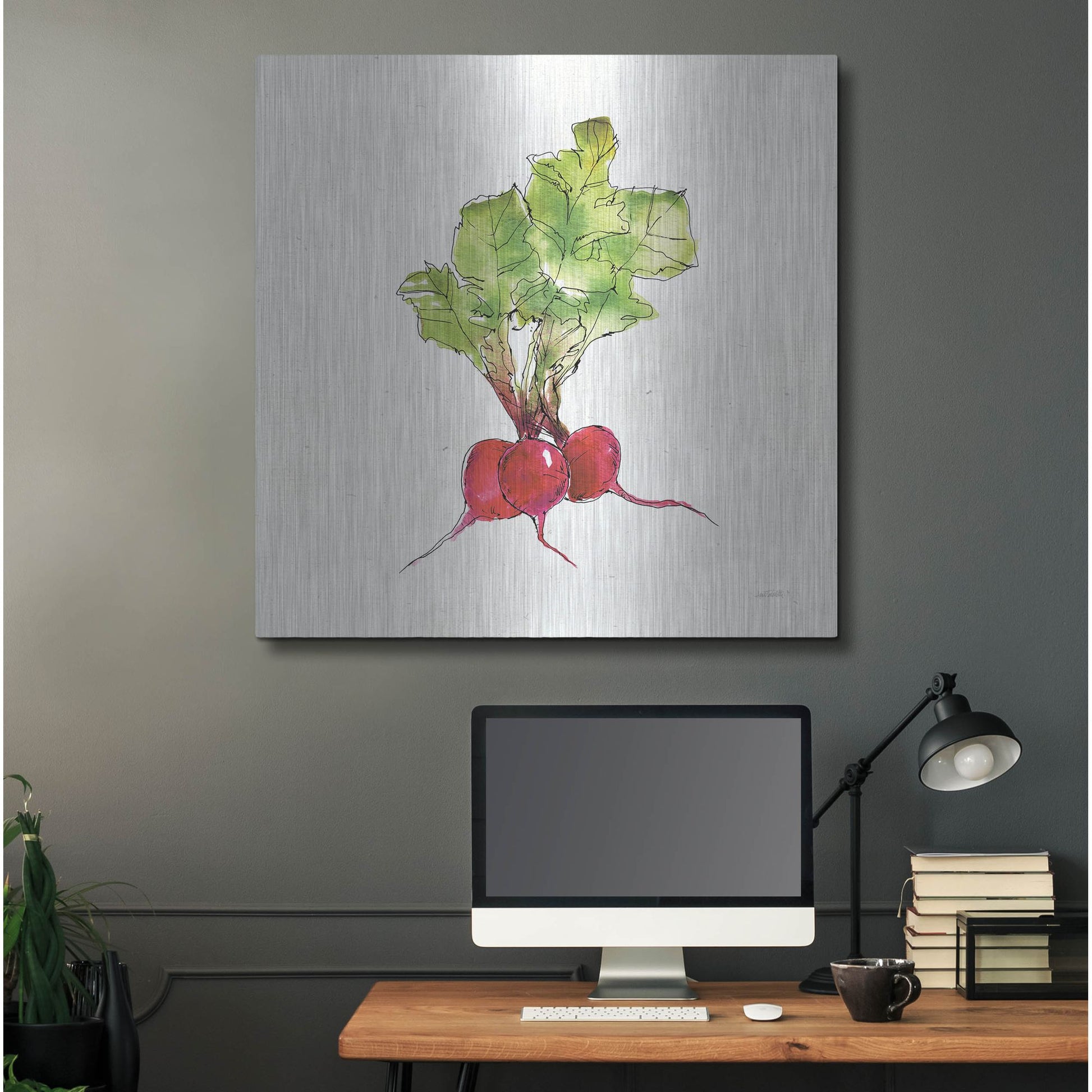 Luxe Metal Art 'Veggie Market II Radish' by Anne Tavoletti, Metal Wall Art,36x36