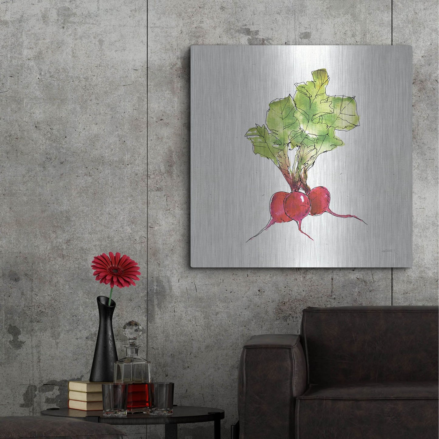 Luxe Metal Art 'Veggie Market II Radish' by Anne Tavoletti, Metal Wall Art,36x36