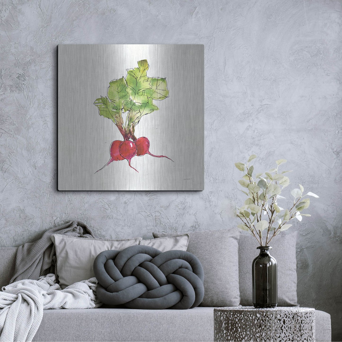 Luxe Metal Art 'Veggie Market II Radish' by Anne Tavoletti, Metal Wall Art,36x36