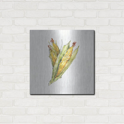 Luxe Metal Art 'Veggie Market III Corn' by Anne Tavoletti, Metal Wall Art,24x24