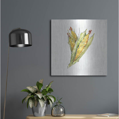 Luxe Metal Art 'Veggie Market III Corn' by Anne Tavoletti, Metal Wall Art,24x24