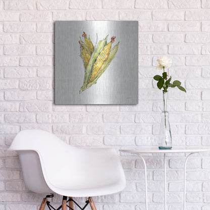 Luxe Metal Art 'Veggie Market III Corn' by Anne Tavoletti, Metal Wall Art,24x24