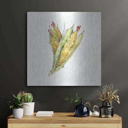 Luxe Metal Art 'Veggie Market III Corn' by Anne Tavoletti, Metal Wall Art,24x24