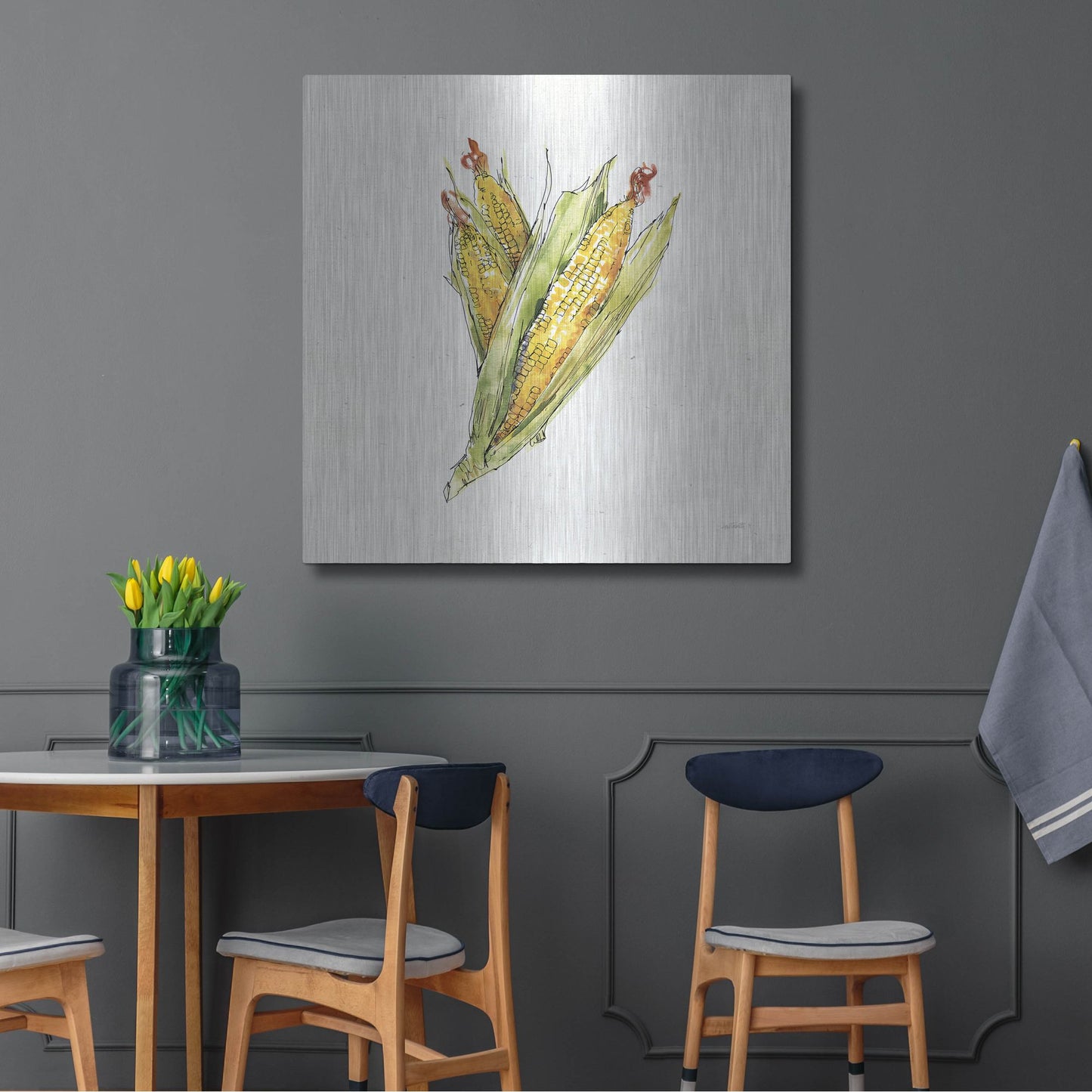 Luxe Metal Art 'Veggie Market III Corn' by Anne Tavoletti, Metal Wall Art,36x36