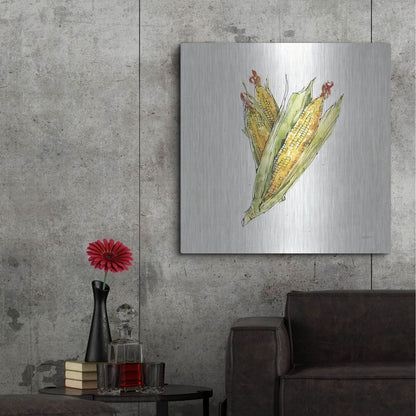 Luxe Metal Art 'Veggie Market III Corn' by Anne Tavoletti, Metal Wall Art,36x36