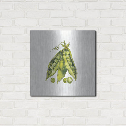 Luxe Metal Art 'Veggie Market IV Peas' by Anne Tavoletti, Metal Wall Art,24x24