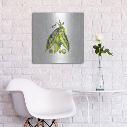 Luxe Metal Art 'Veggie Market IV Peas' by Anne Tavoletti, Metal Wall Art,24x24