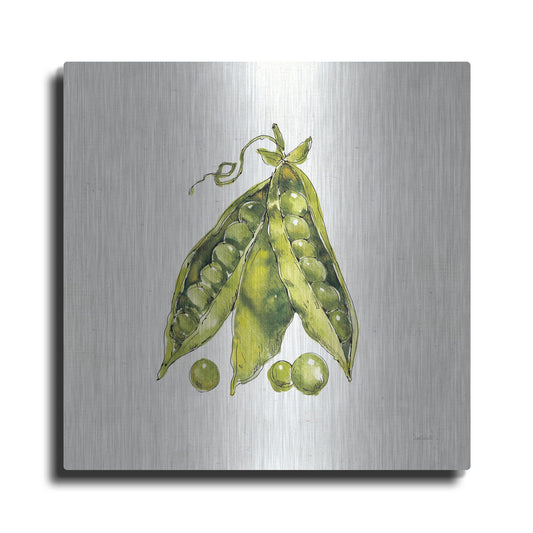 Luxe Metal Art 'Veggie Market IV Peas' by Anne Tavoletti, Metal Wall Art