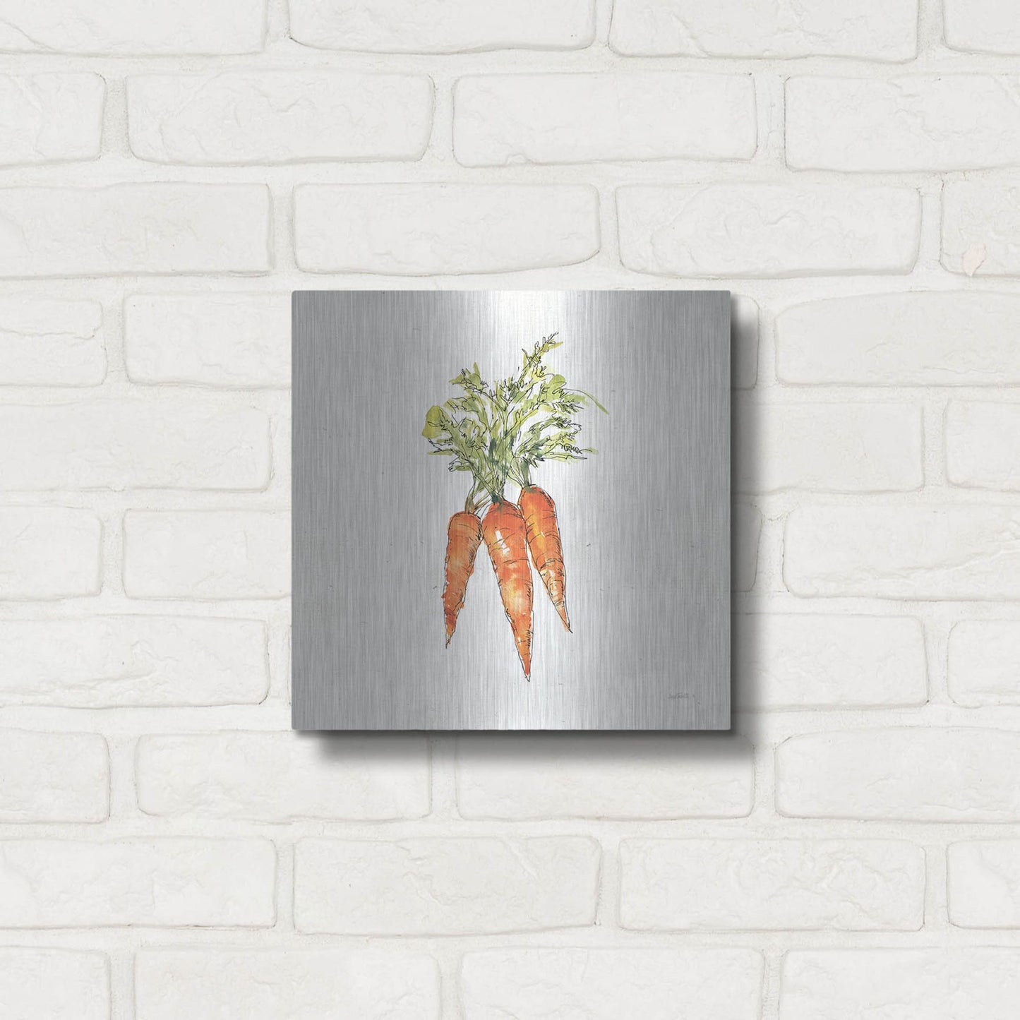 Luxe Metal Art 'Veggie Market V Carrots' by Anne Tavoletti, Metal Wall Art,12x12