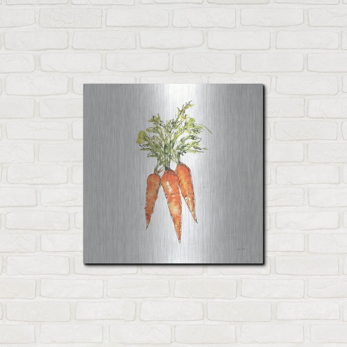 Luxe Metal Art 'Veggie Market V Carrots' by Anne Tavoletti, Metal Wall Art,24x24